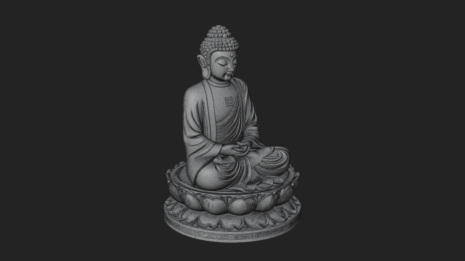 Seated Buddha on Lotus Statue Design 25 3D Print Model 3D Model
