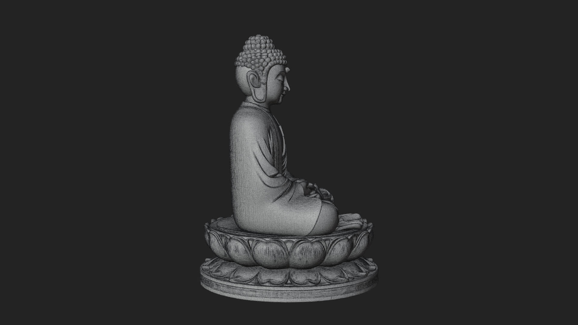 Seated Buddha on Lotus Statue Design 25 3D Print Model 3D Model