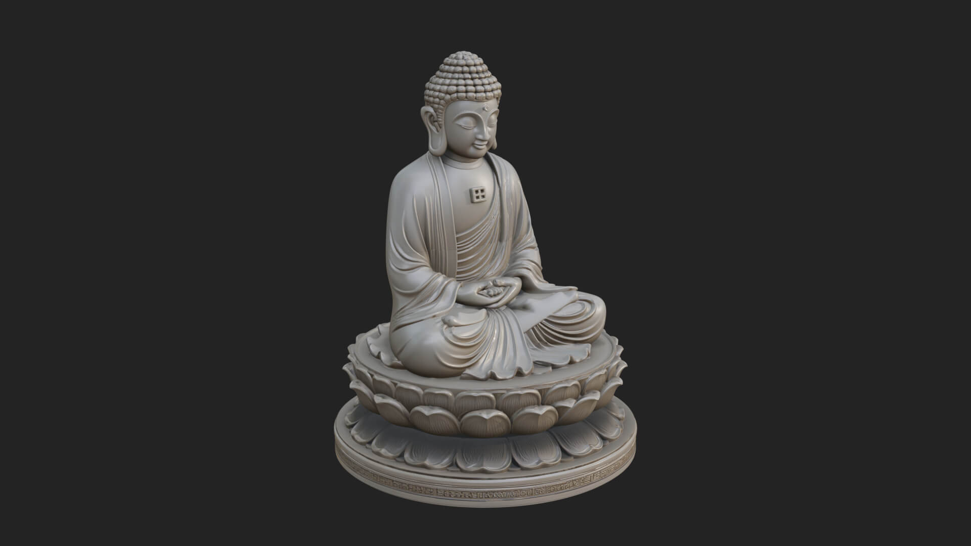 Seated Buddha on Lotus Statue Design 26 3D Print Model 3D Model