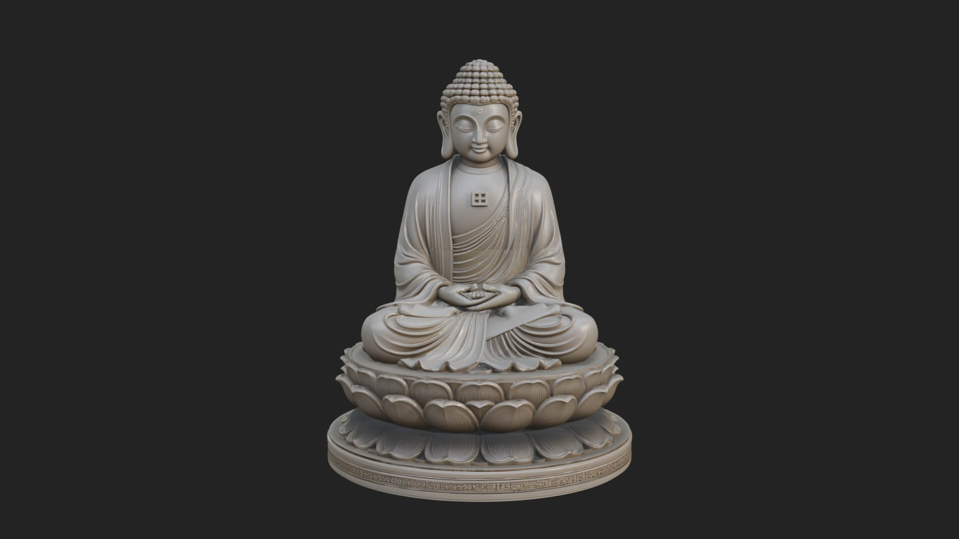 Seated Buddha on Lotus Statue Design 26 3D Print Model 3D Model