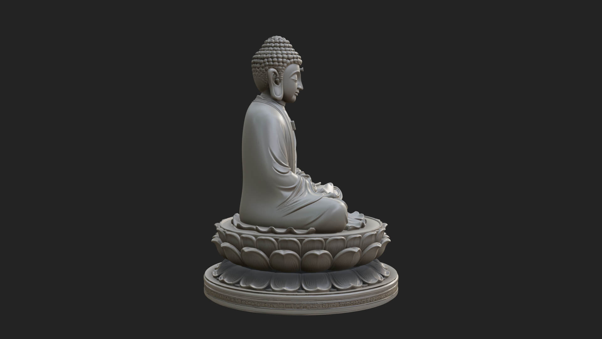 Seated Buddha on Lotus Statue Design 26 3D Print Model 3D Model