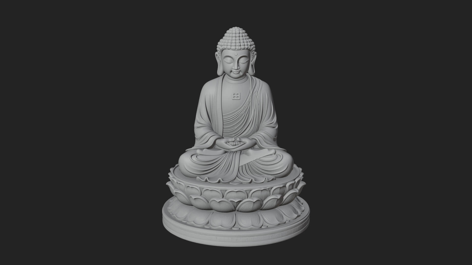 Seated Buddha on Lotus Statue Design 26 3D Print Model 3D Model