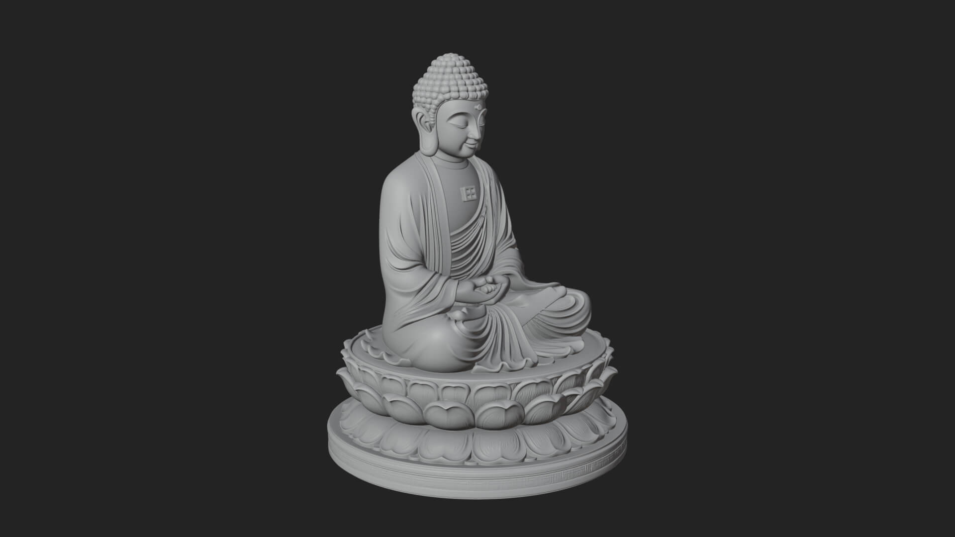 Seated Buddha on Lotus Statue Design 26 3D Print Model 3D Model
