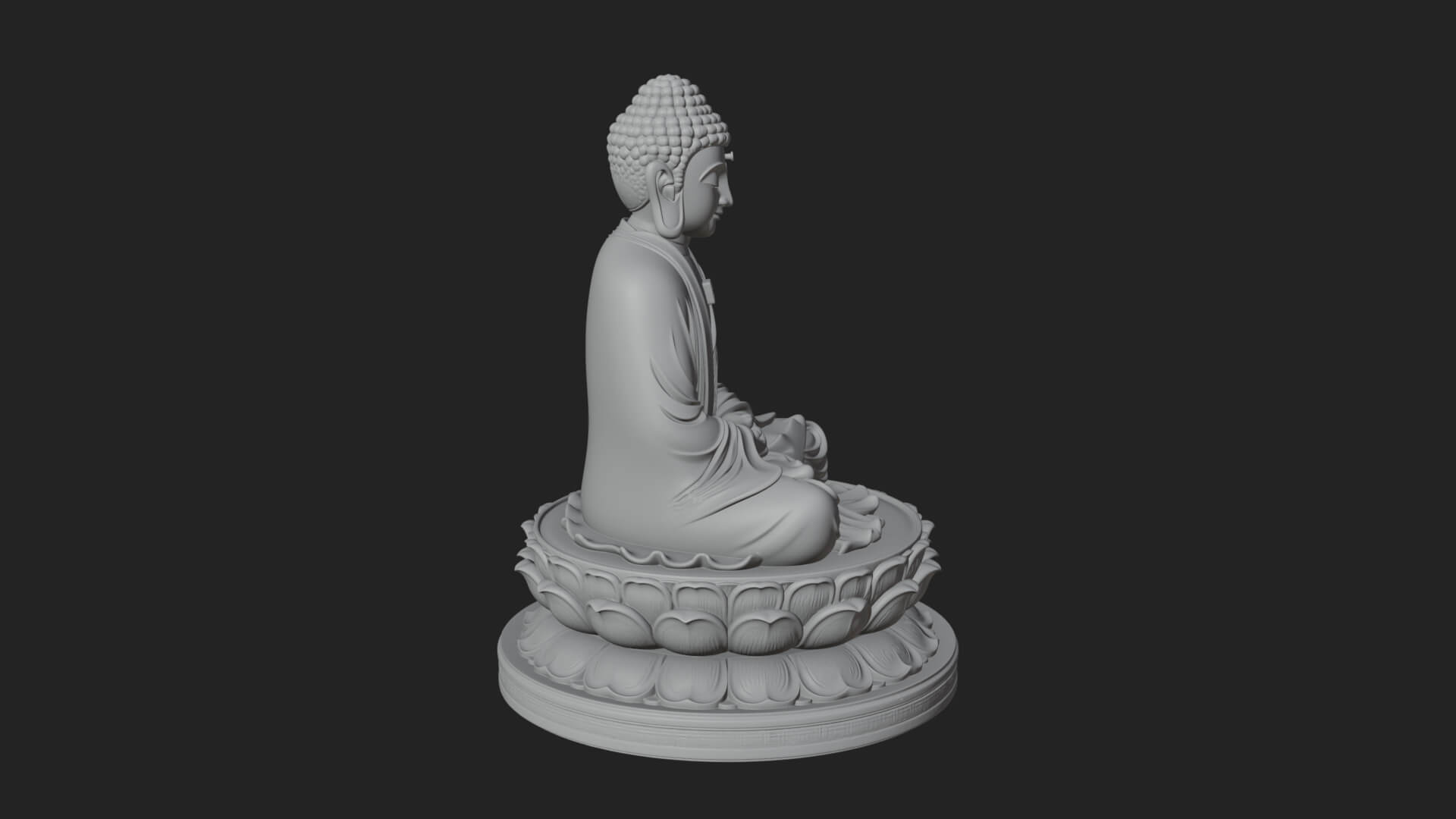 Seated Buddha on Lotus Statue Design 26 3D Print Model 3D Model