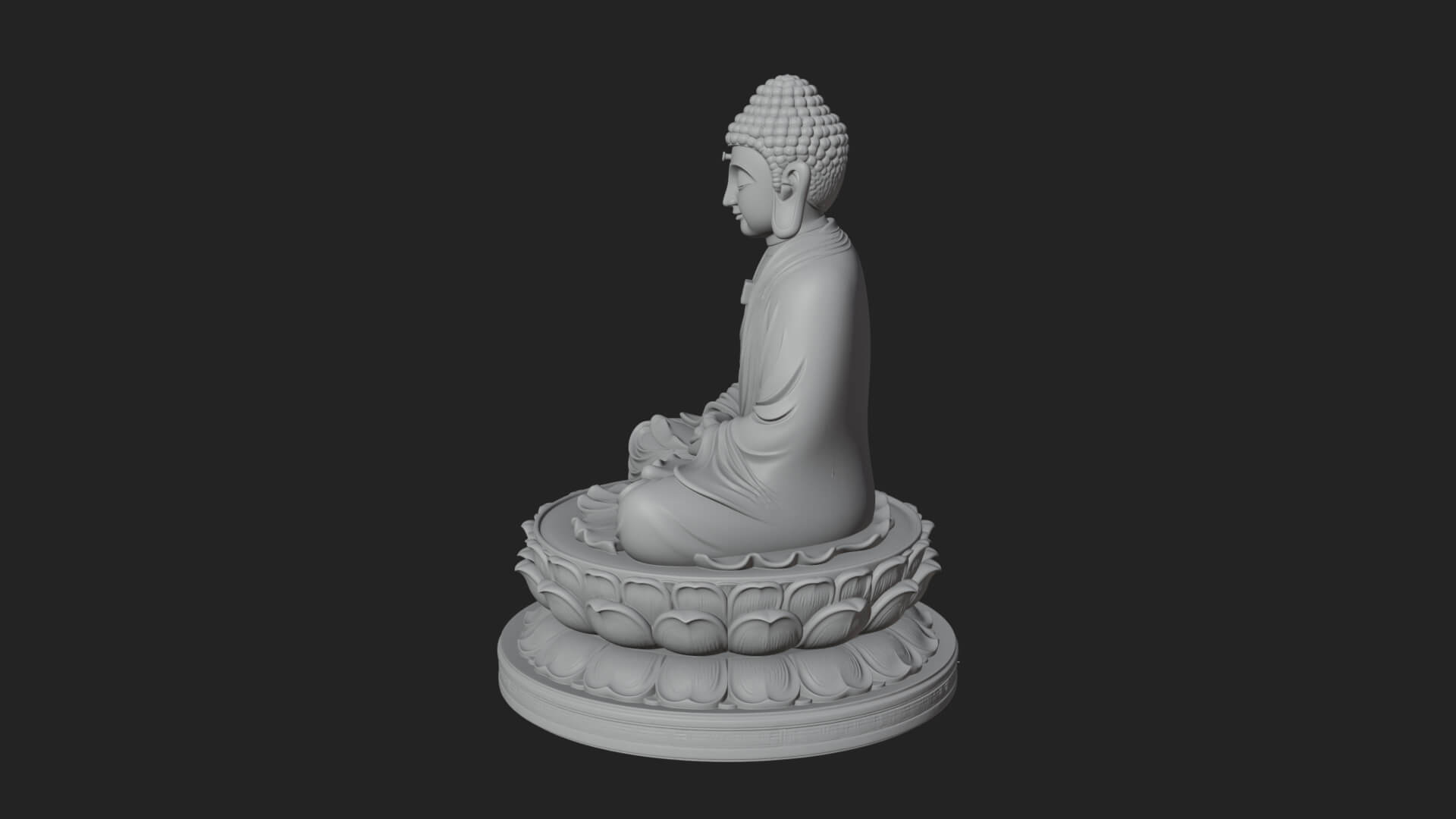 Seated Buddha on Lotus Statue Design 26 3D Print Model 3D Model