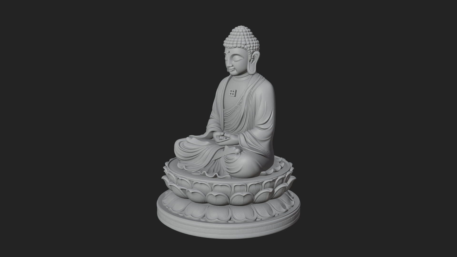 Seated Buddha on Lotus Statue Design 26 3D Print Model 3D Model