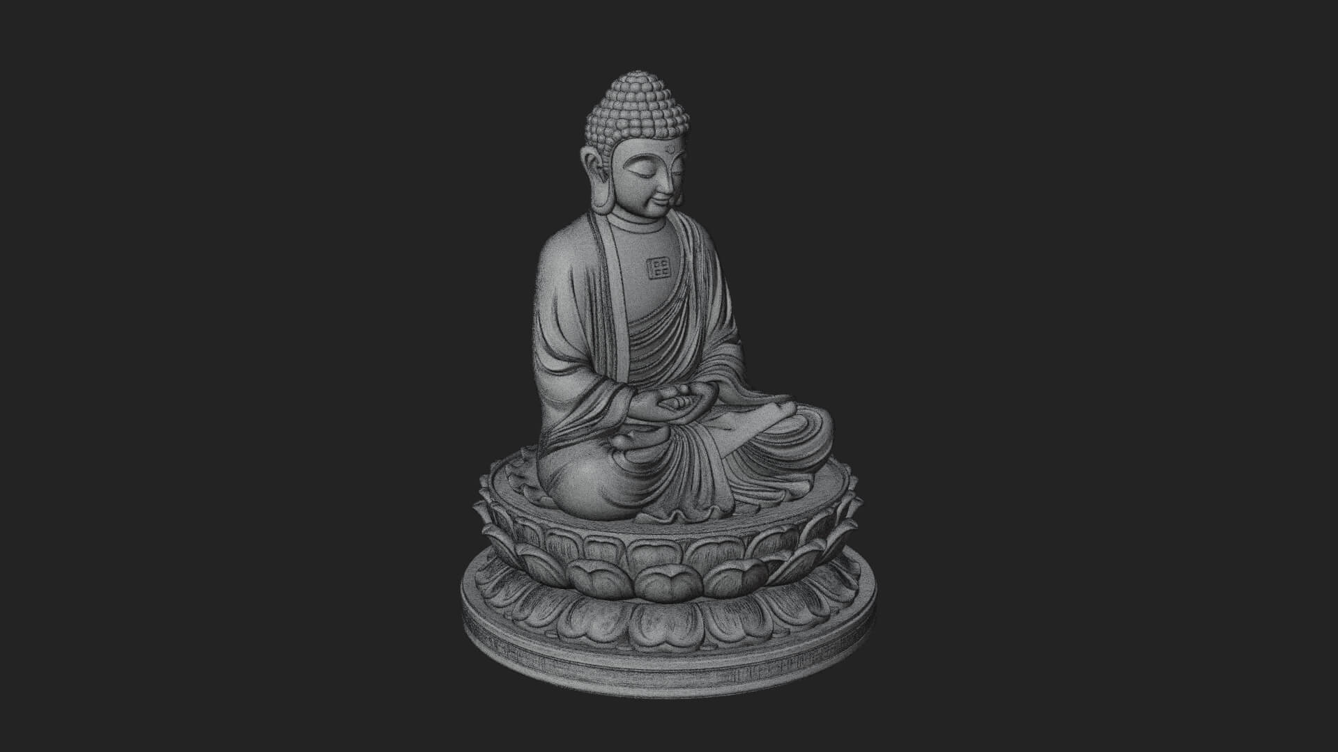 Seated Buddha on Lotus Statue Design 26 3D Print Model 3D Model