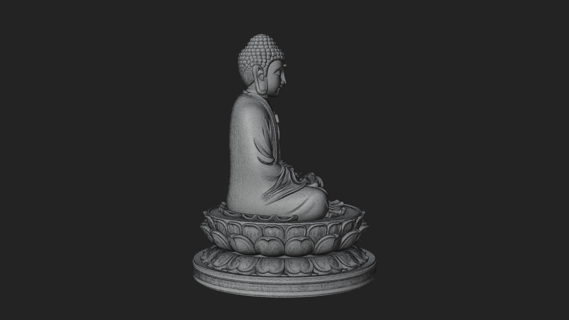 Seated Buddha on Lotus Statue Design 26 3D Print Model 3D Model