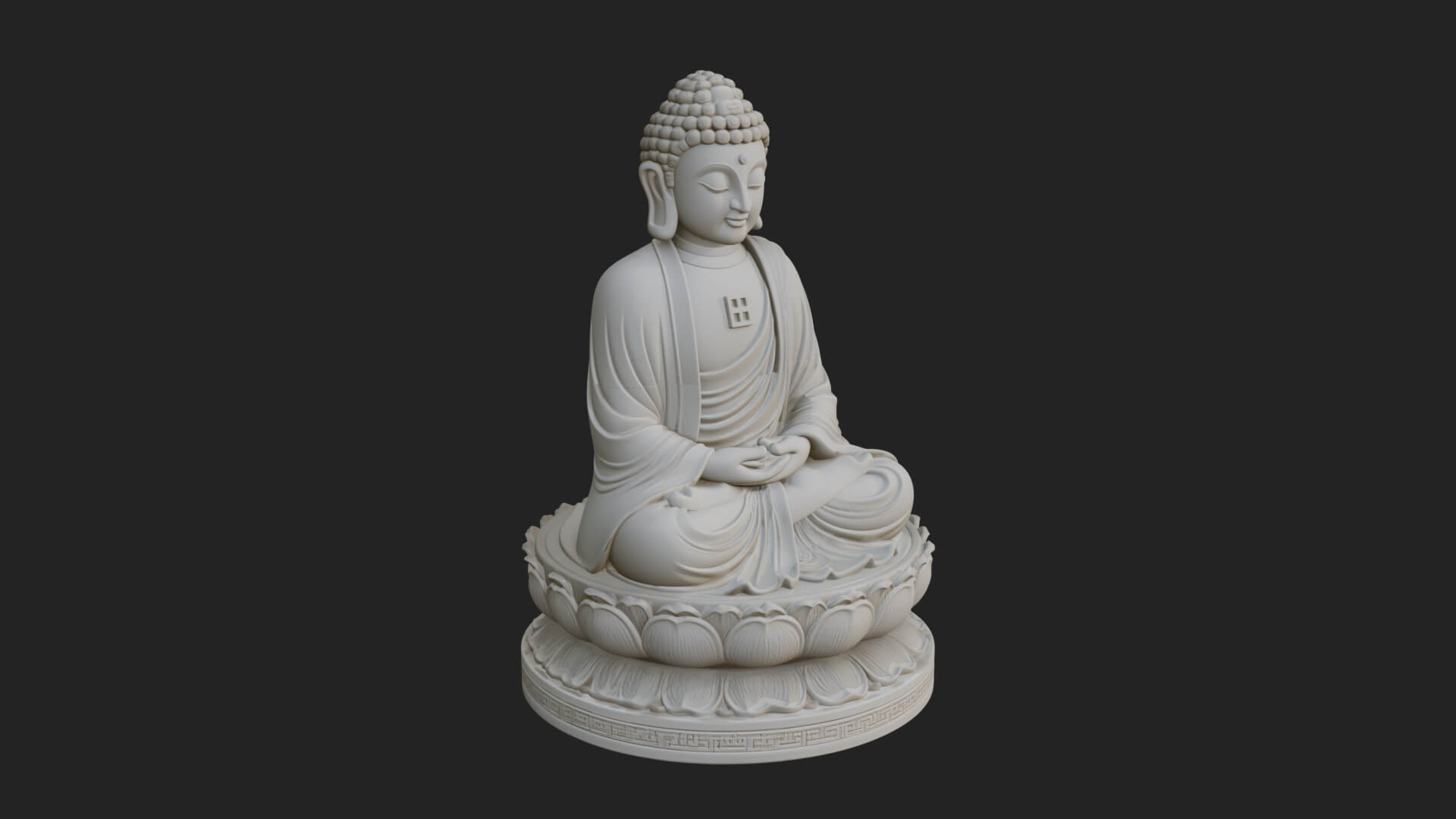 Seated Buddha on Lotus Statue Design 27 3D Print Model 3D Model