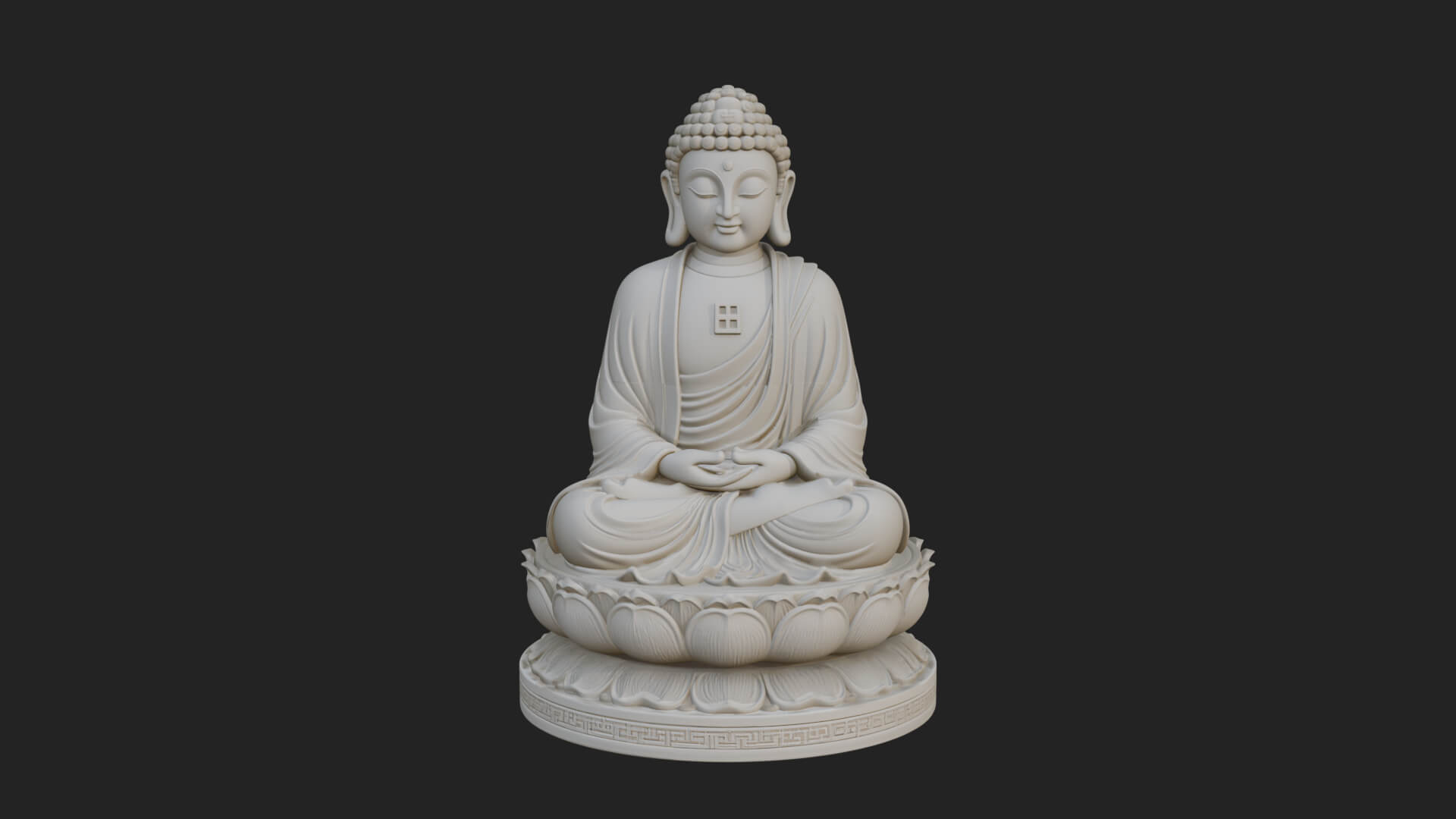 Seated Buddha on Lotus Statue Design 27 3D Print Model 3D Model