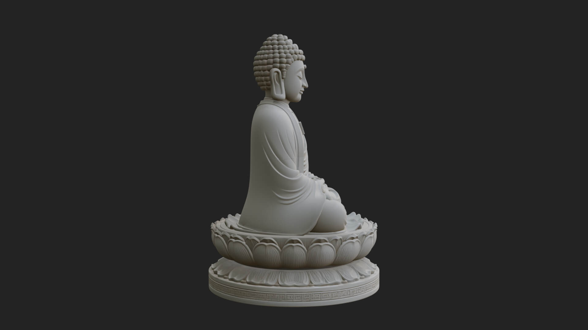Seated Buddha on Lotus Statue Design 27 3D Print Model 3D Model