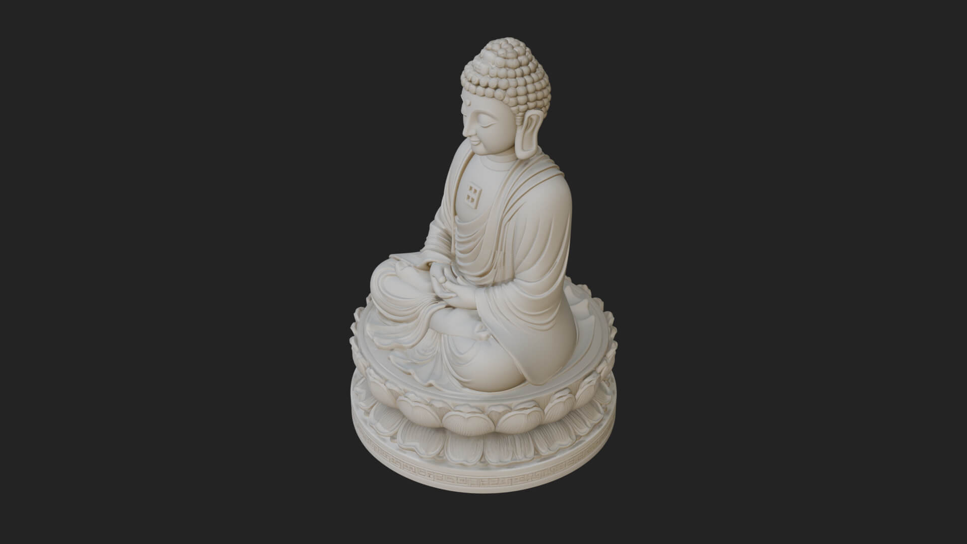 Seated Buddha on Lotus Statue Design 27 3D Print Model 3D Model