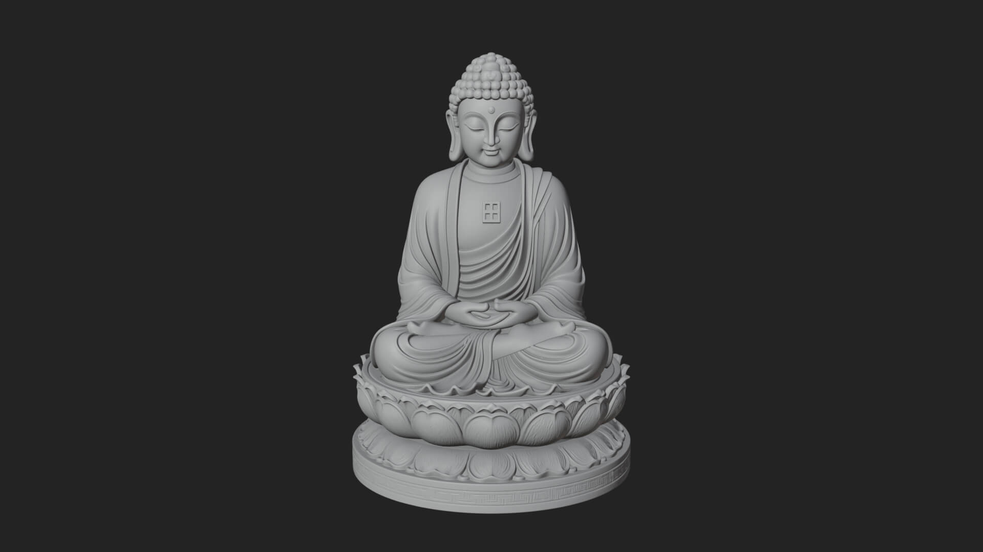 Seated Buddha on Lotus Statue Design 27 3D Print Model 3D Model