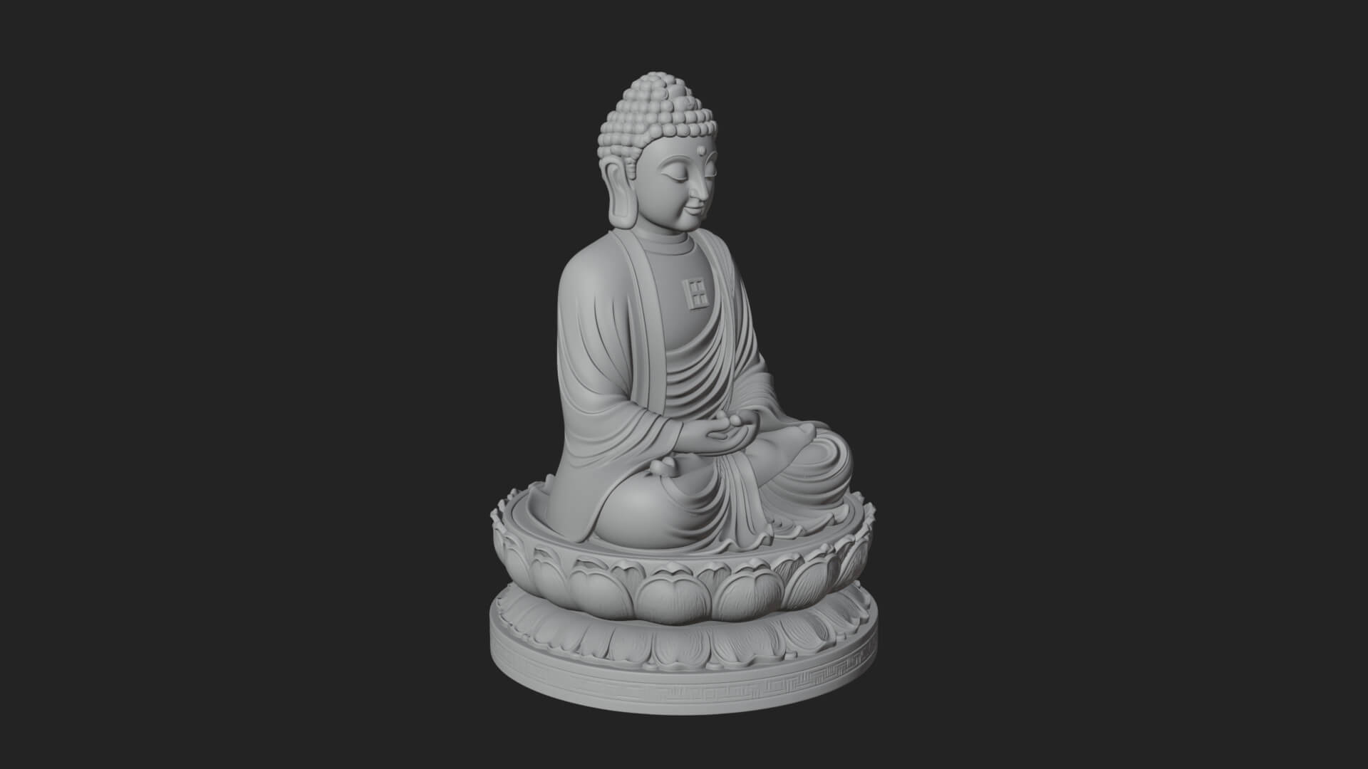 Seated Buddha on Lotus Statue Design 27 3D Print Model 3D Model