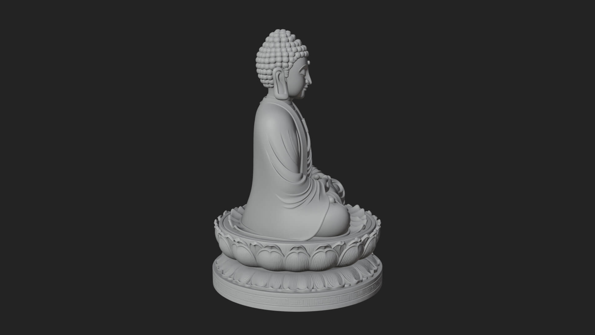 Seated Buddha on Lotus Statue Design 27 3D Print Model 3D Model