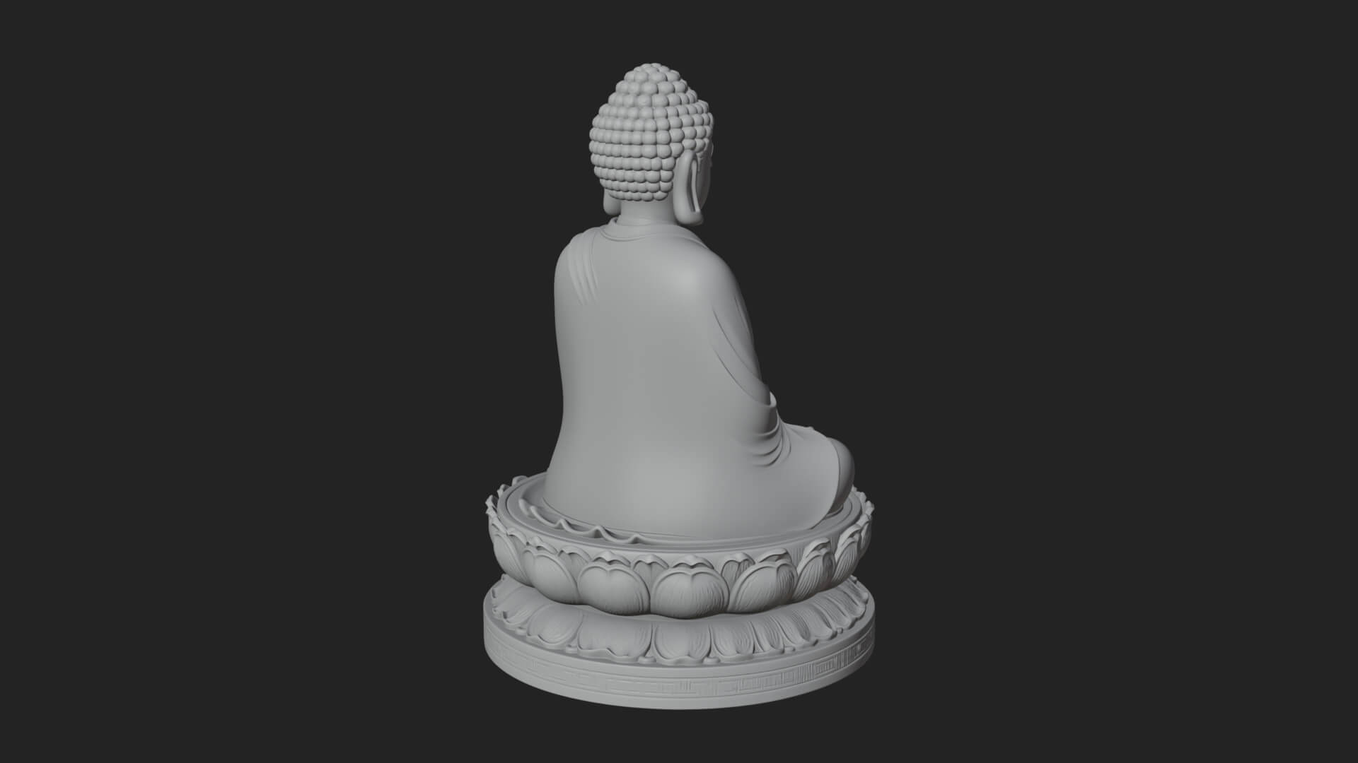 Seated Buddha on Lotus Statue Design 27 3D Print Model 3D Model