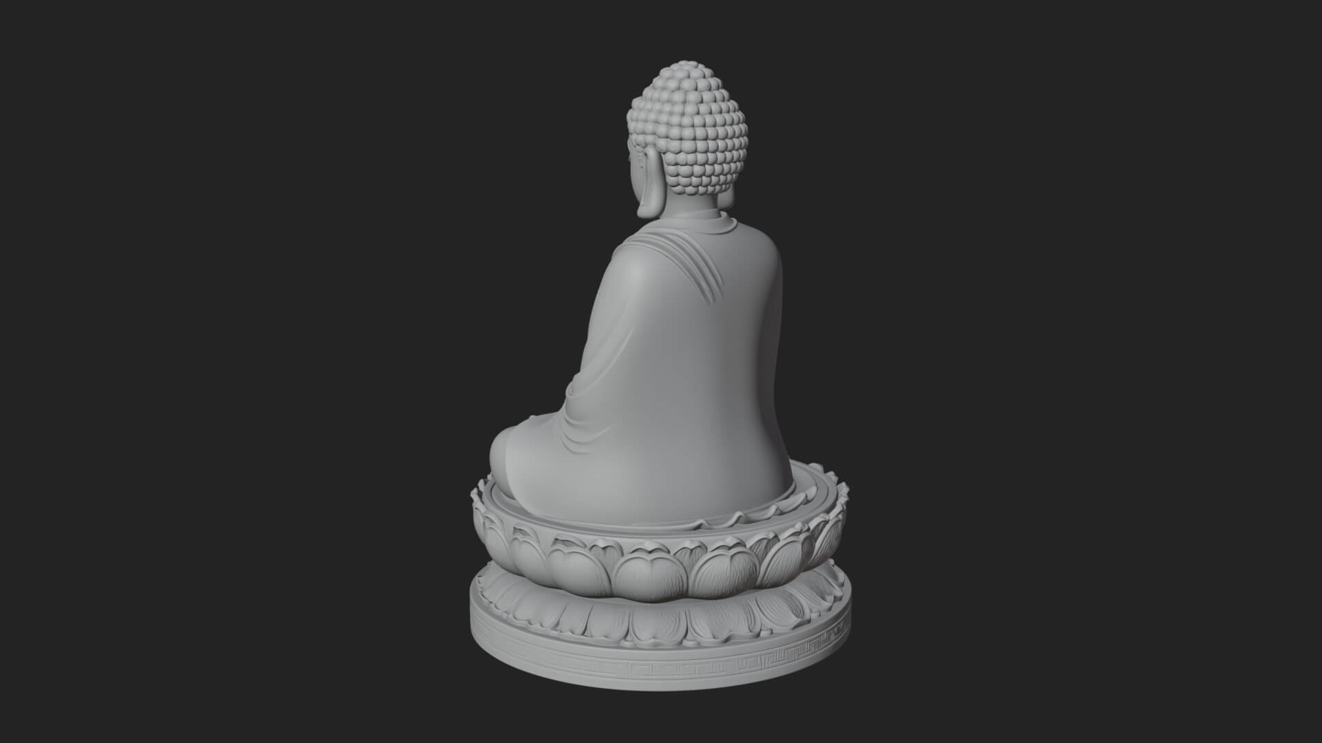 Seated Buddha on Lotus Statue Design 27 3D Print Model 3D Model