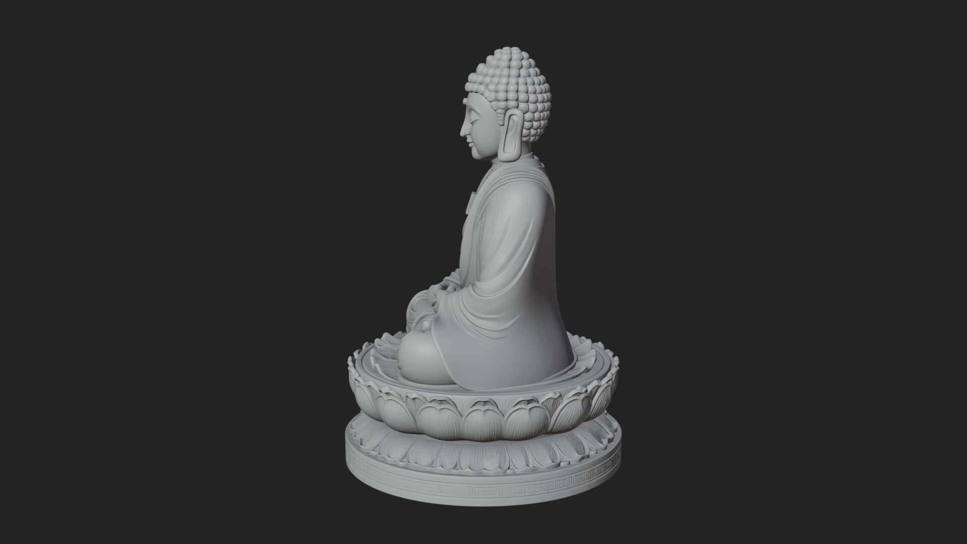 Seated Buddha on Lotus Statue Design 27 3D Print Model 3D Model