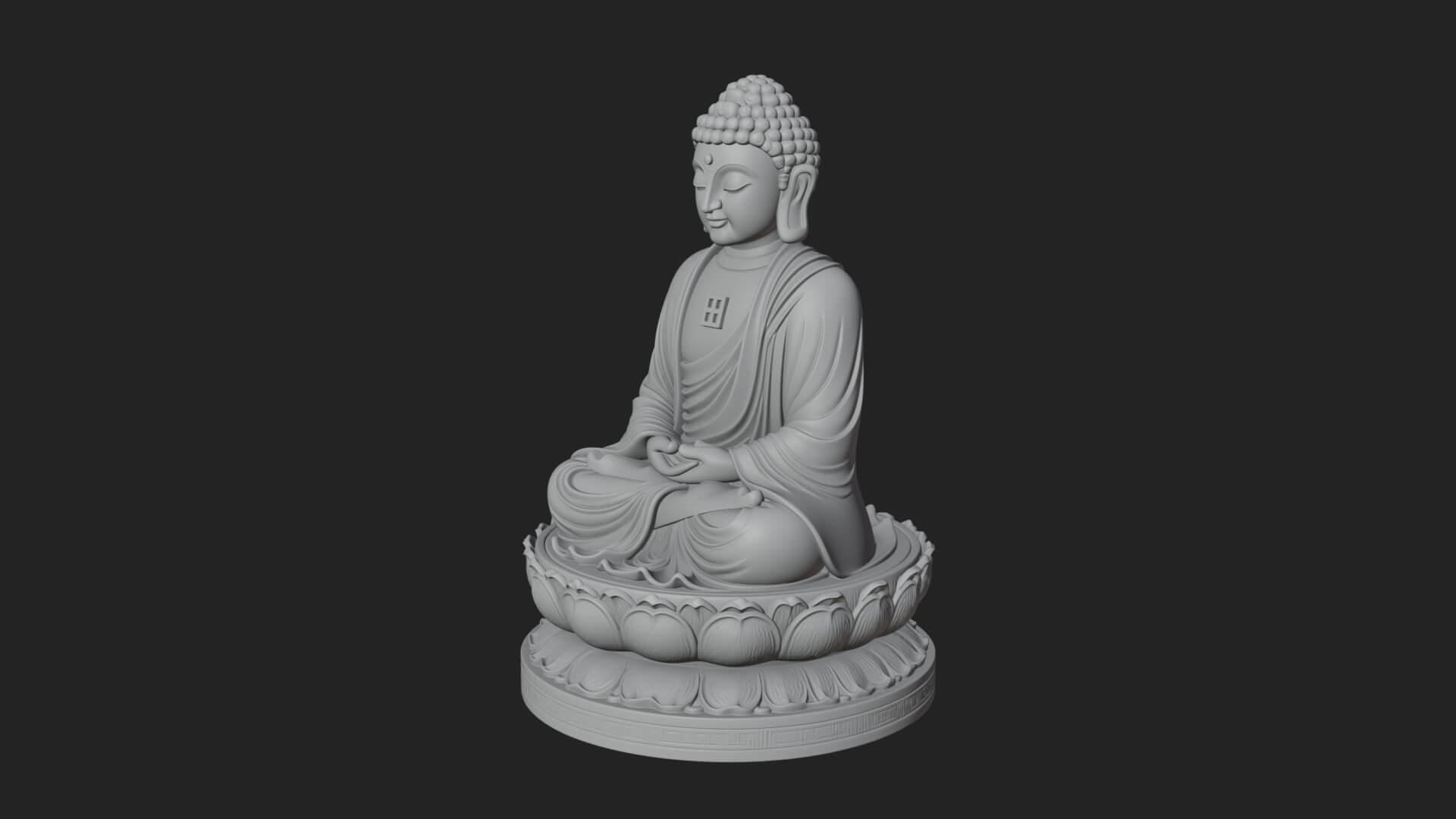 Seated Buddha on Lotus Statue Design 27 3D Print Model 3D Model