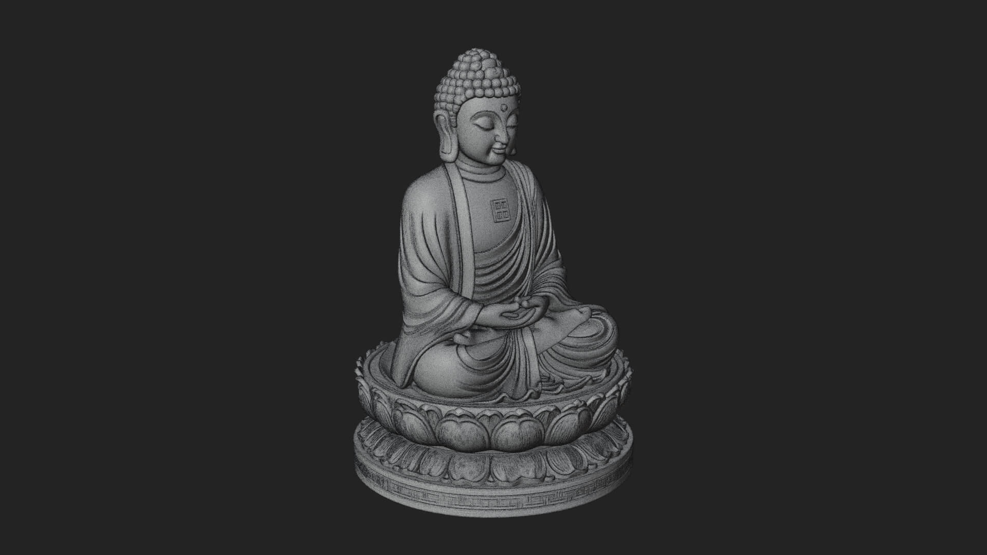 Seated Buddha on Lotus Statue Design 27 3D Print Model 3D Model
