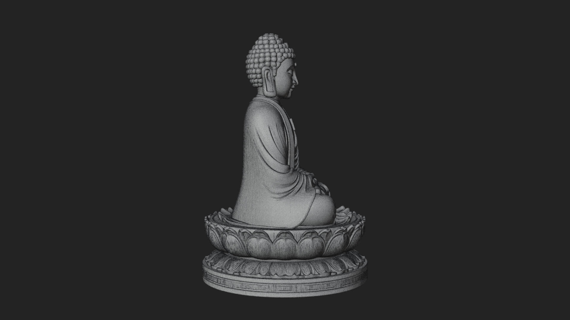 Seated Buddha on Lotus Statue Design 27 3D Print Model 3D Model