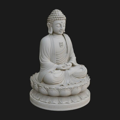 Seated Buddha on Lotus Statue Design 27 3D Print Model