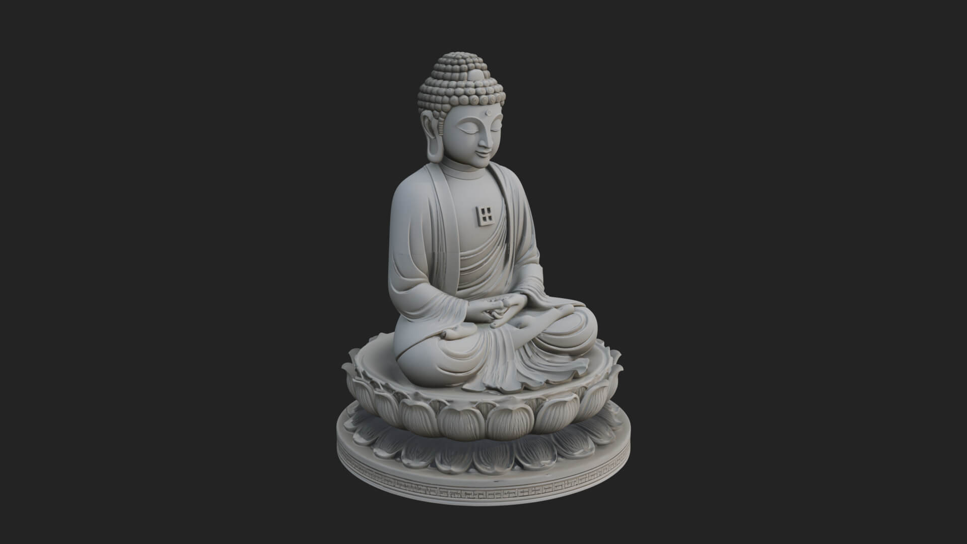 Seated Buddha on Lotus Statue Design 28 3D Print Model 3D Model
