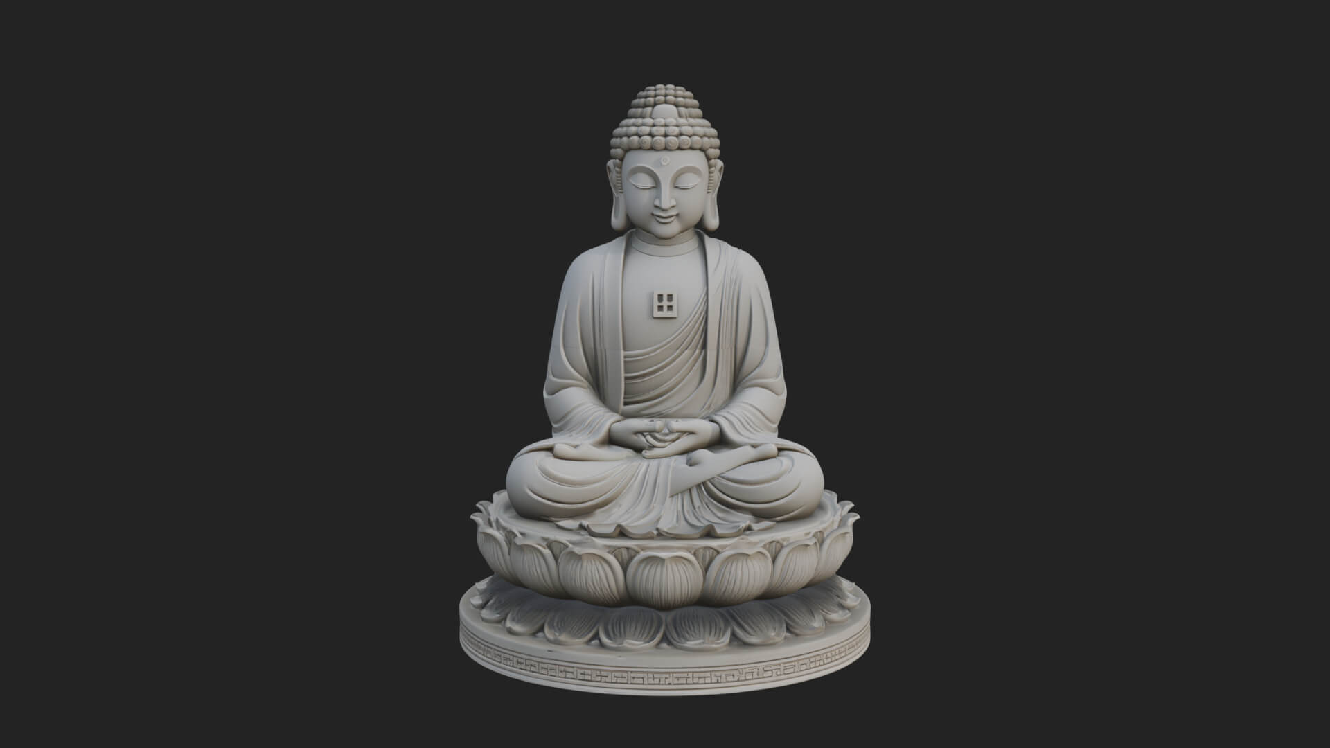 Seated Buddha on Lotus Statue Design 28 3D Print Model 3D Model