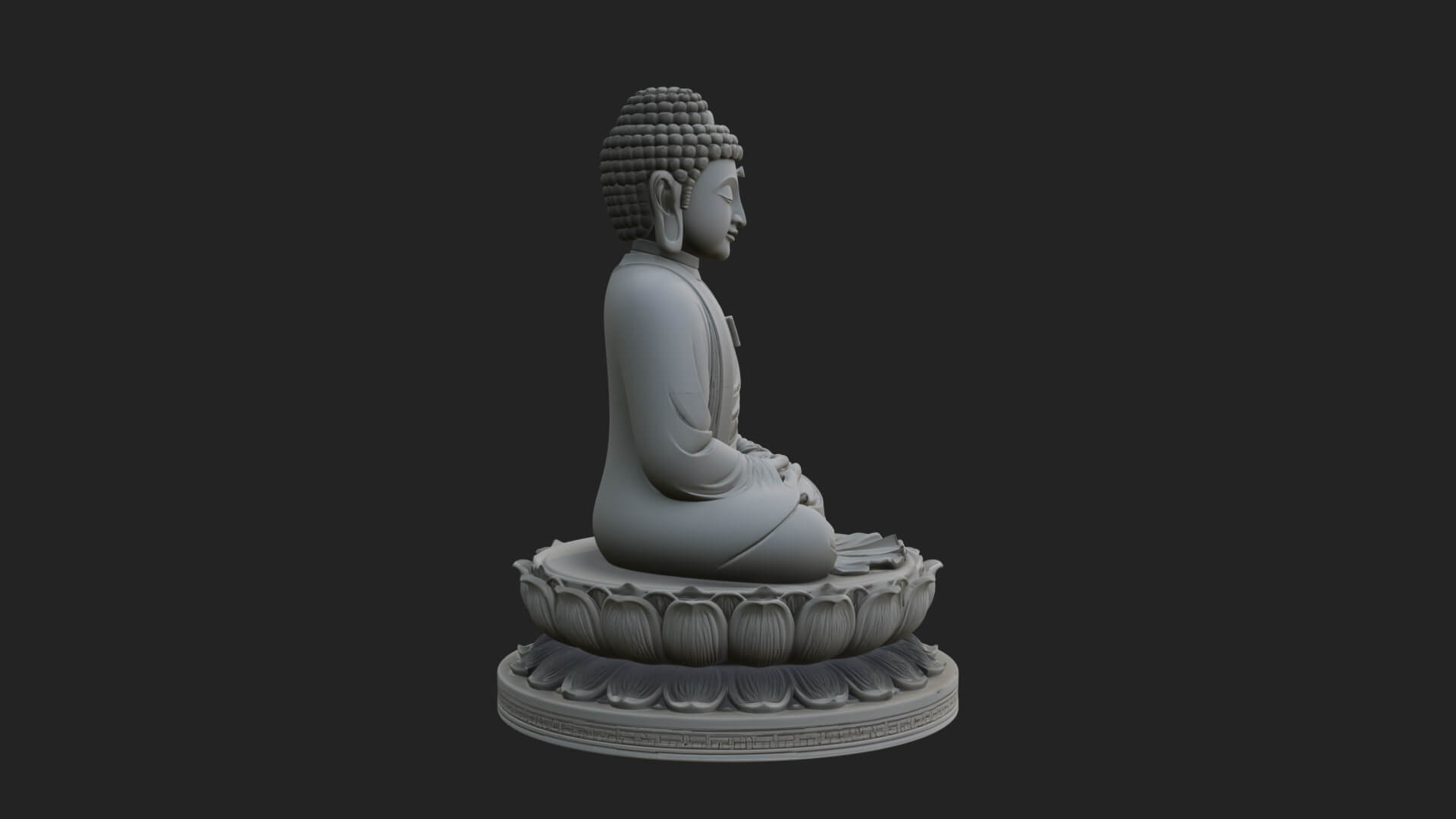 Seated Buddha on Lotus Statue Design 28 3D Print Model 3D Model