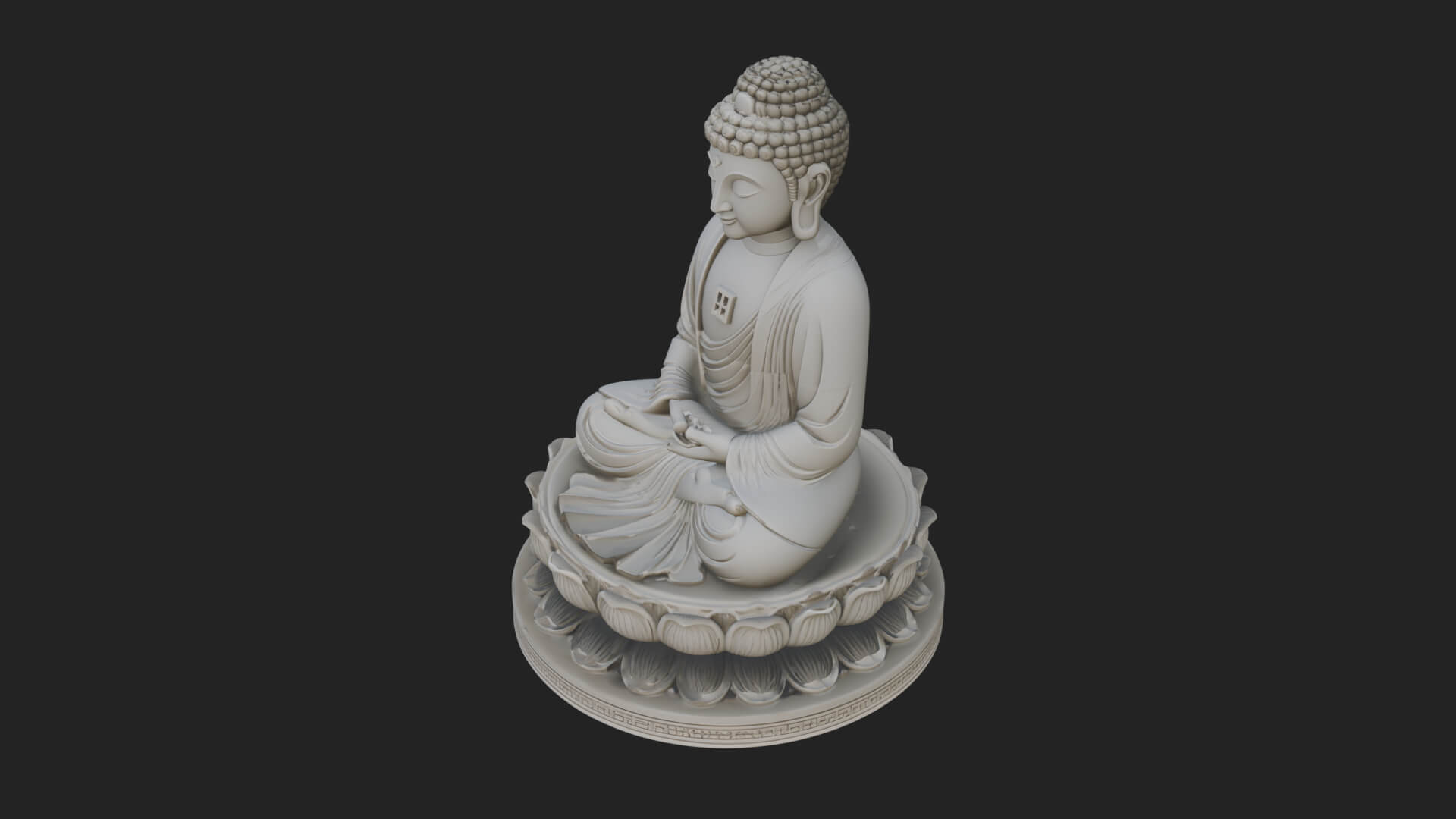 Seated Buddha on Lotus Statue Design 28 3D Print Model 3D Model