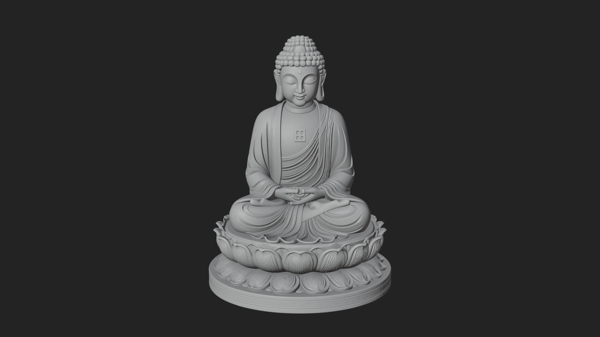 Seated Buddha on Lotus Statue Design 28 3D Print Model 3D Model