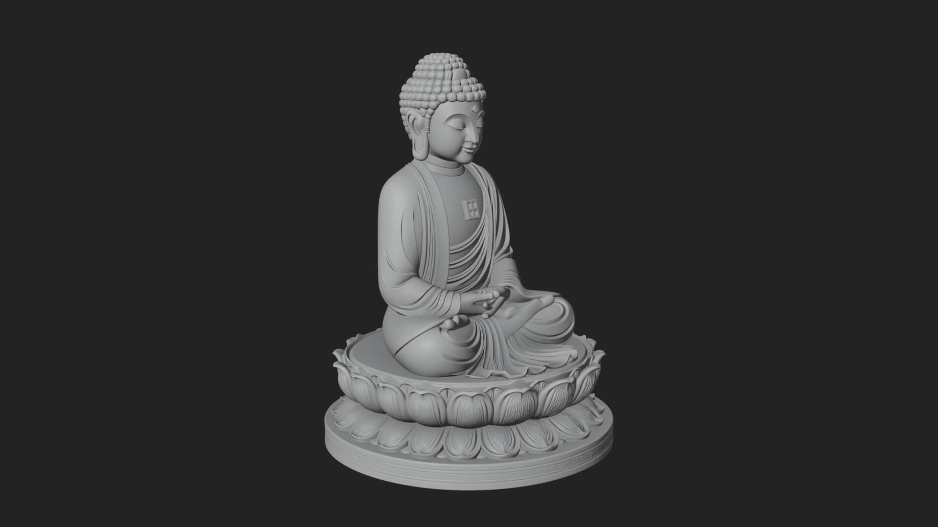Seated Buddha on Lotus Statue Design 28 3D Print Model 3D Model