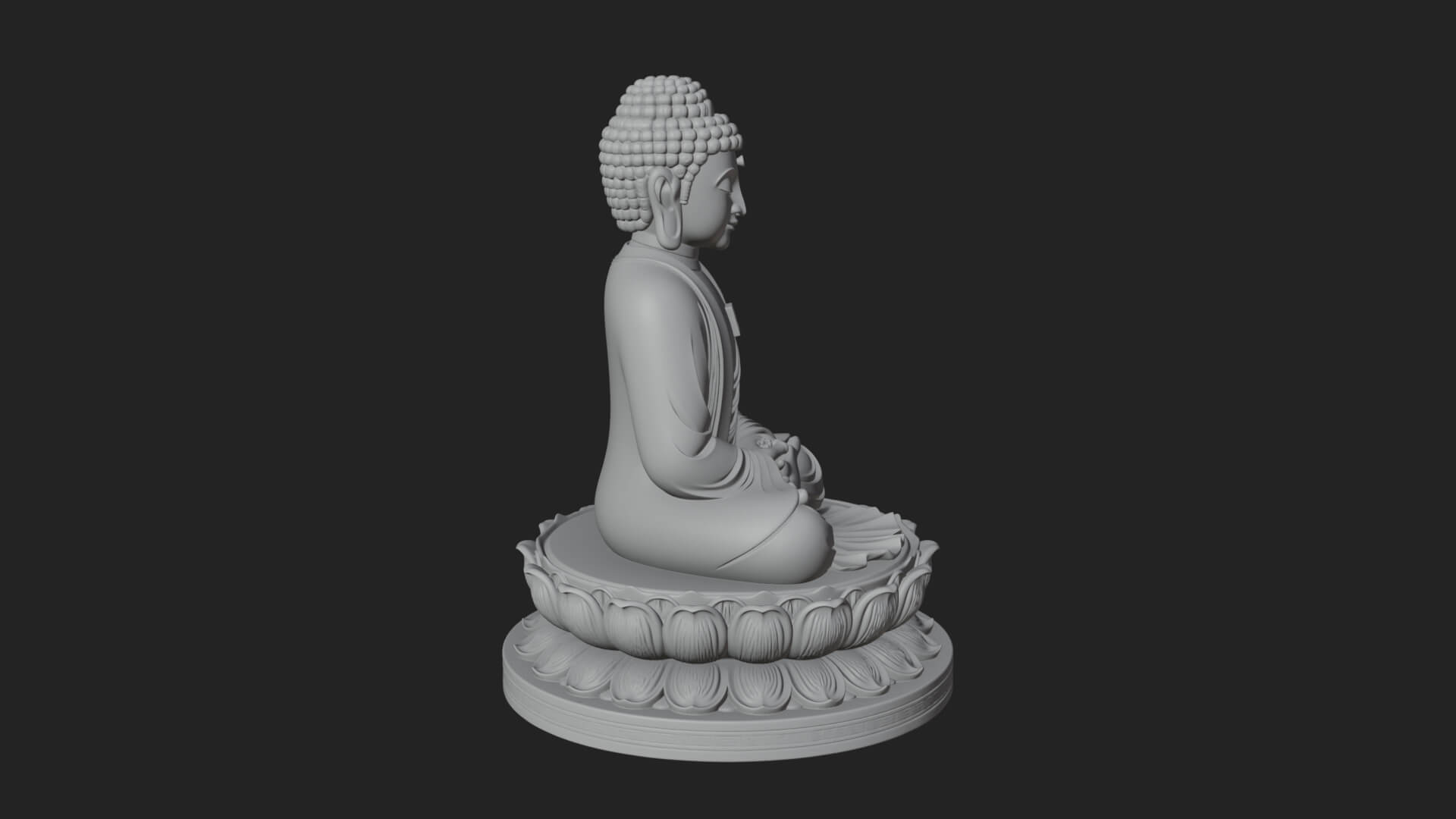 Seated Buddha on Lotus Statue Design 28 3D Print Model 3D Model