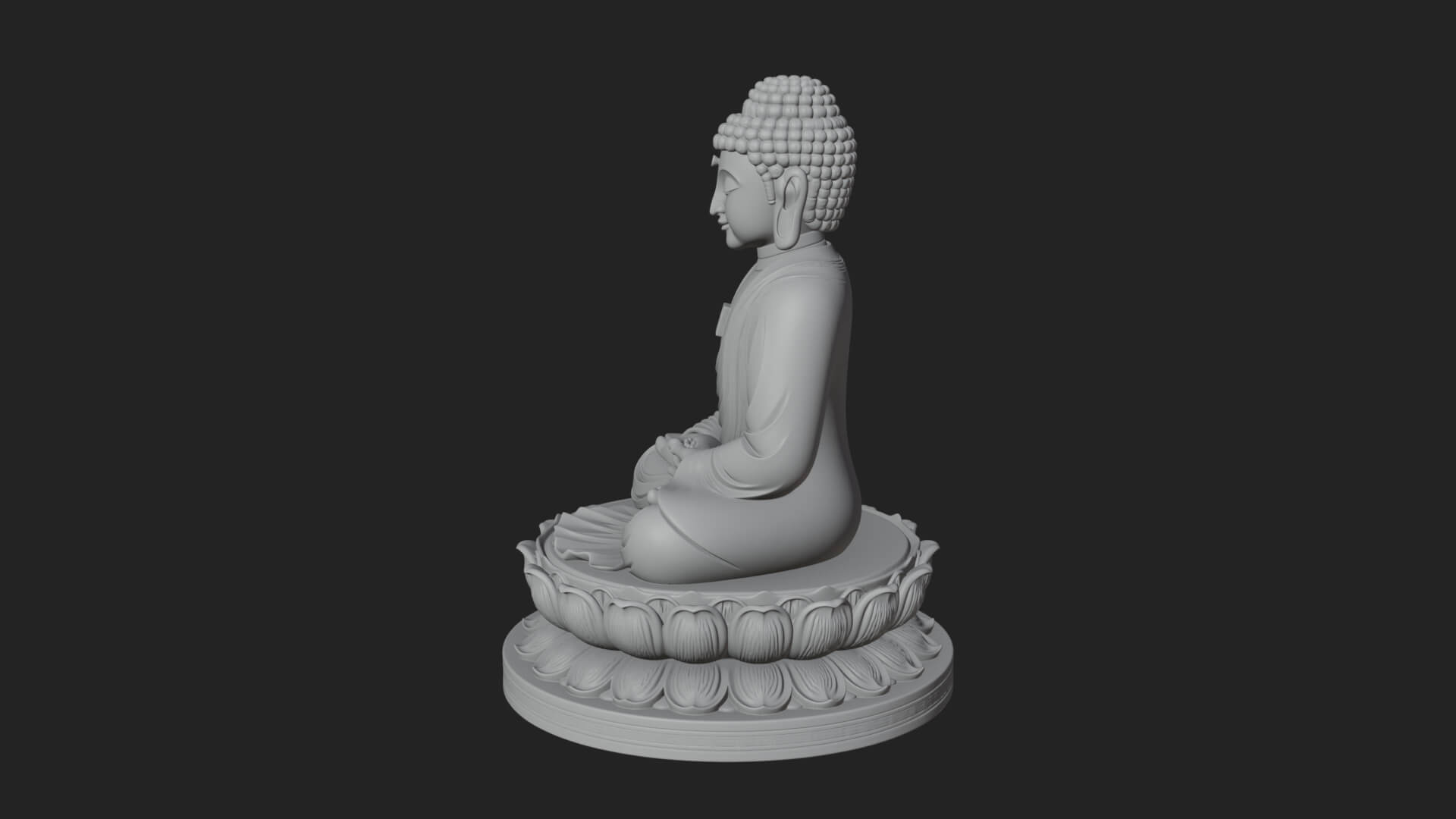 Seated Buddha on Lotus Statue Design 28 3D Print Model 3D Model