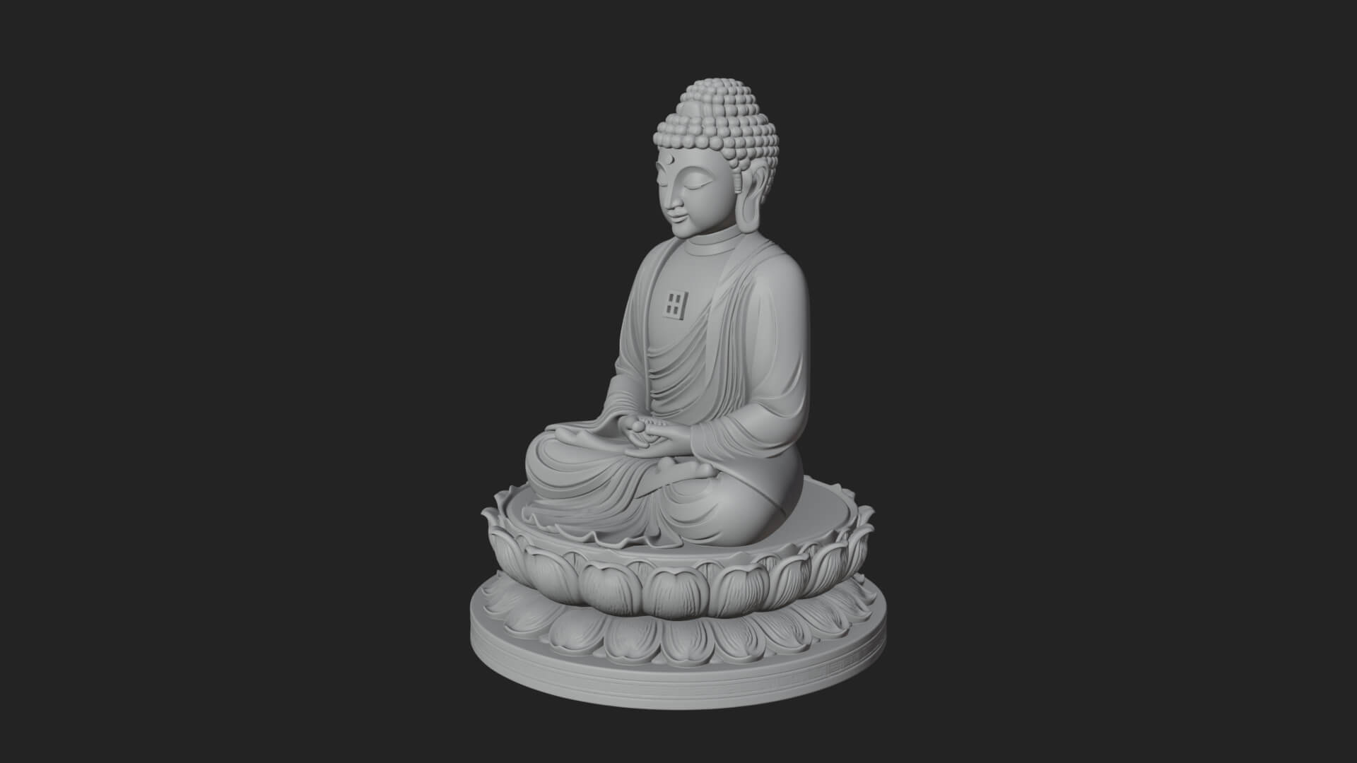 Seated Buddha on Lotus Statue Design 28 3D Print Model 3D Model