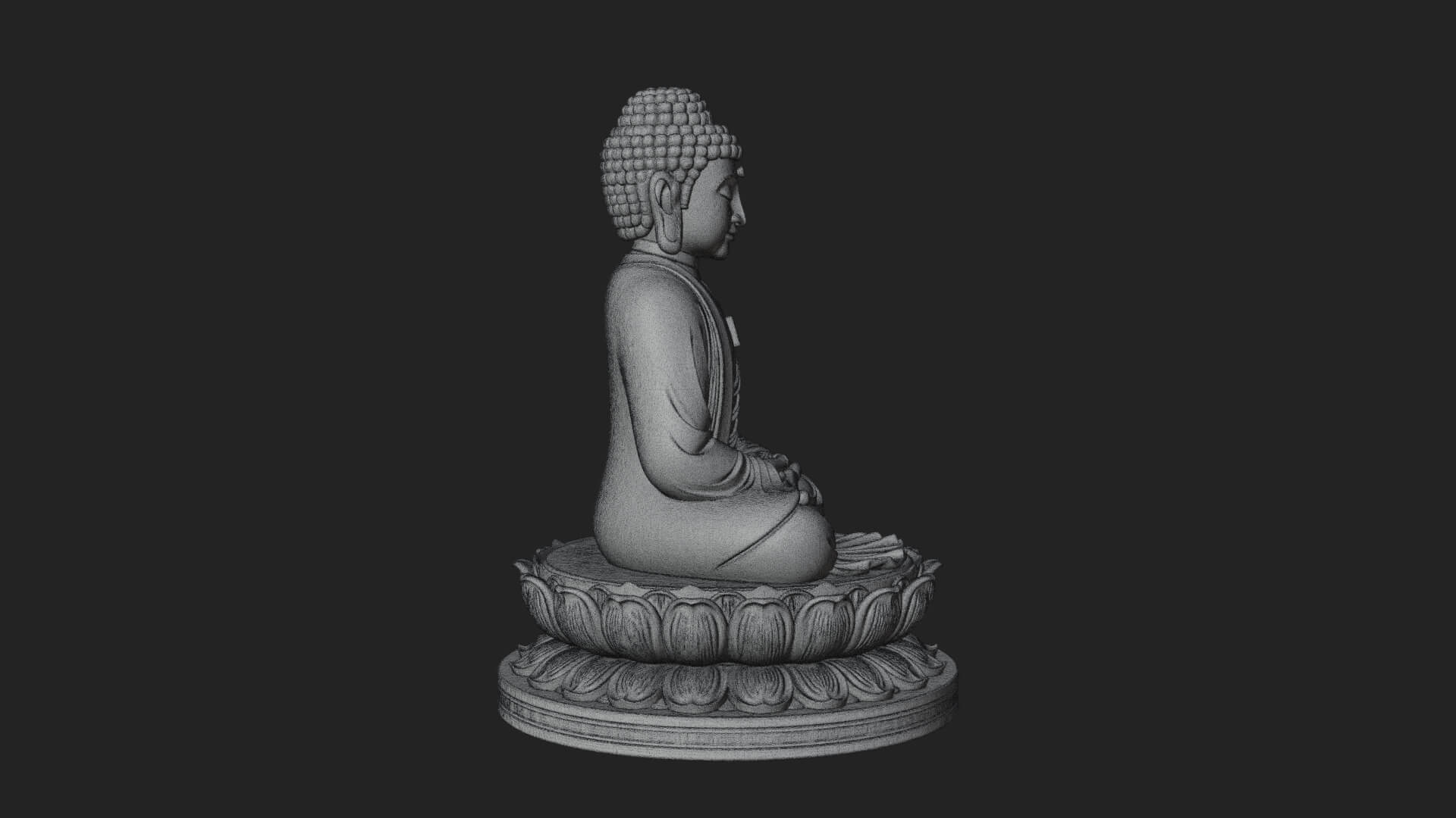 Seated Buddha on Lotus Statue Design 28 3D Print Model 3D Model