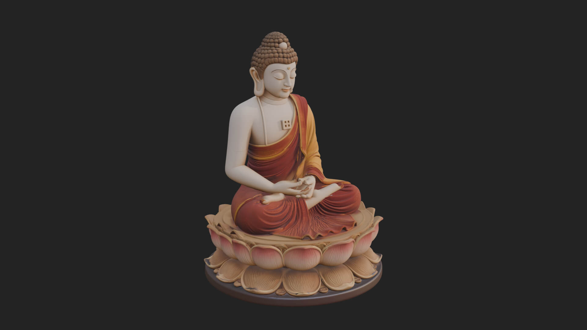 Seated Buddha on Lotus Statue Design 9 3D Print Model 3D Model