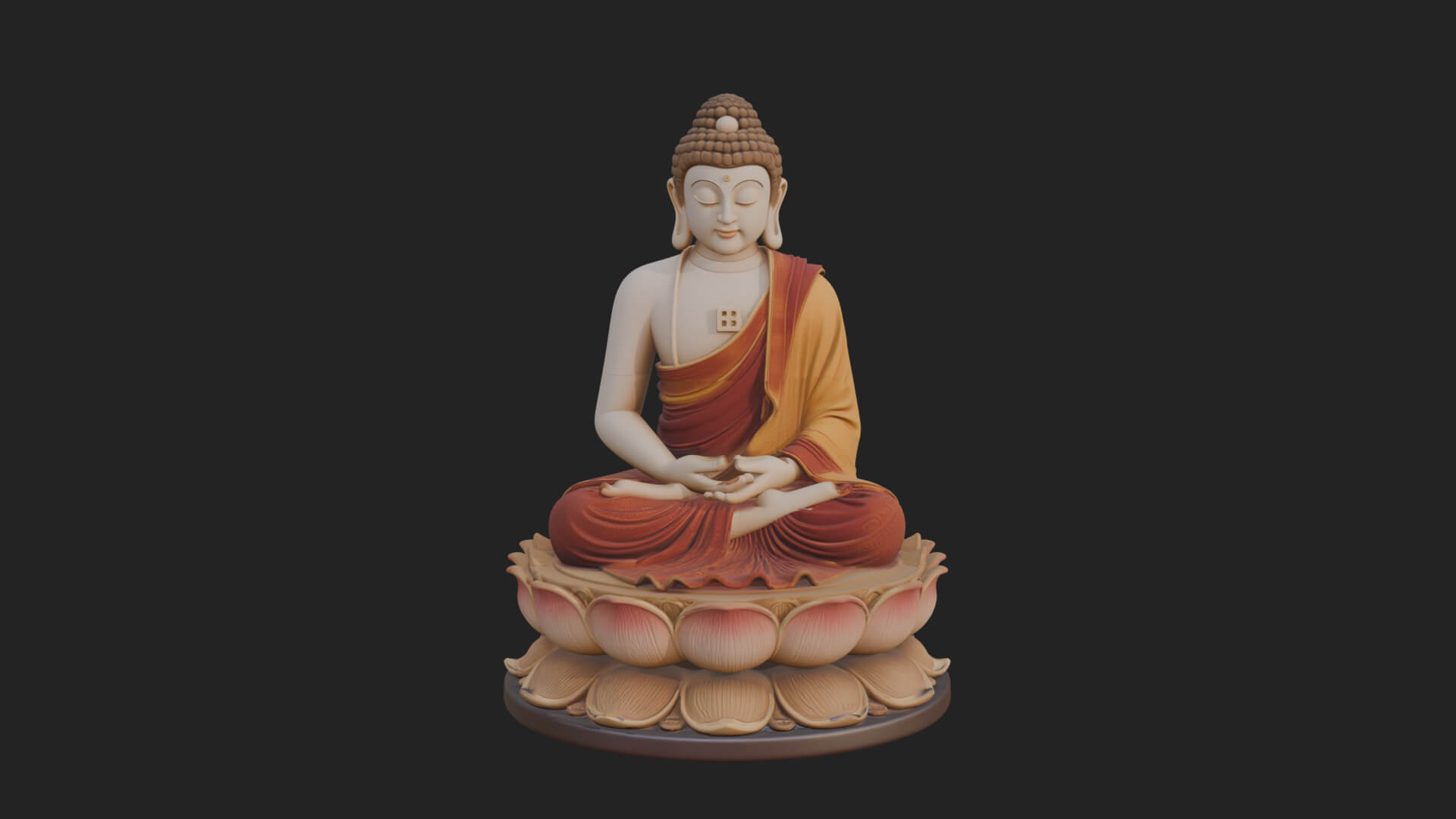 Seated Buddha on Lotus Statue Design 9 3D Print Model 3D Model