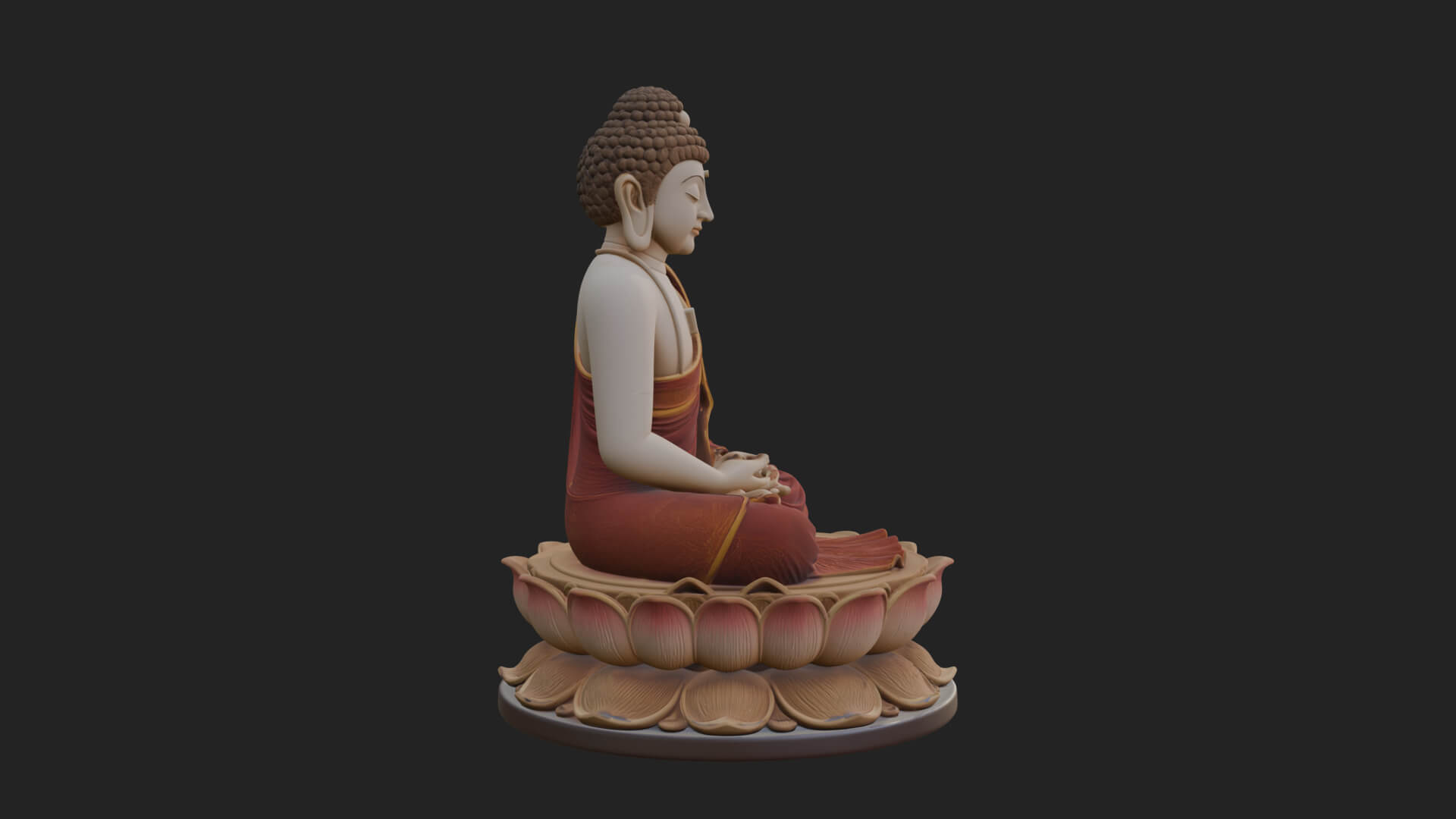 Seated Buddha on Lotus Statue Design 9 3D Print Model 3D Model
