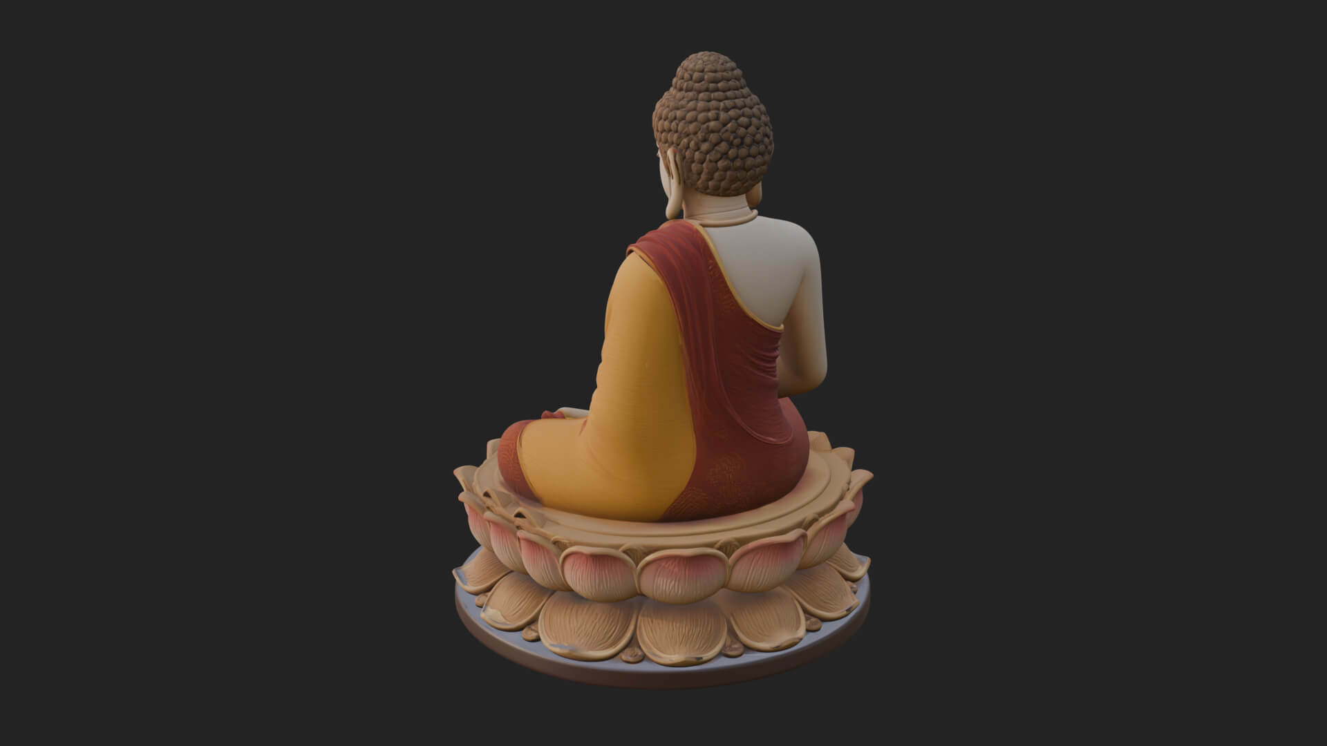 Seated Buddha on Lotus Statue Design 9 3D Print Model 3D Model