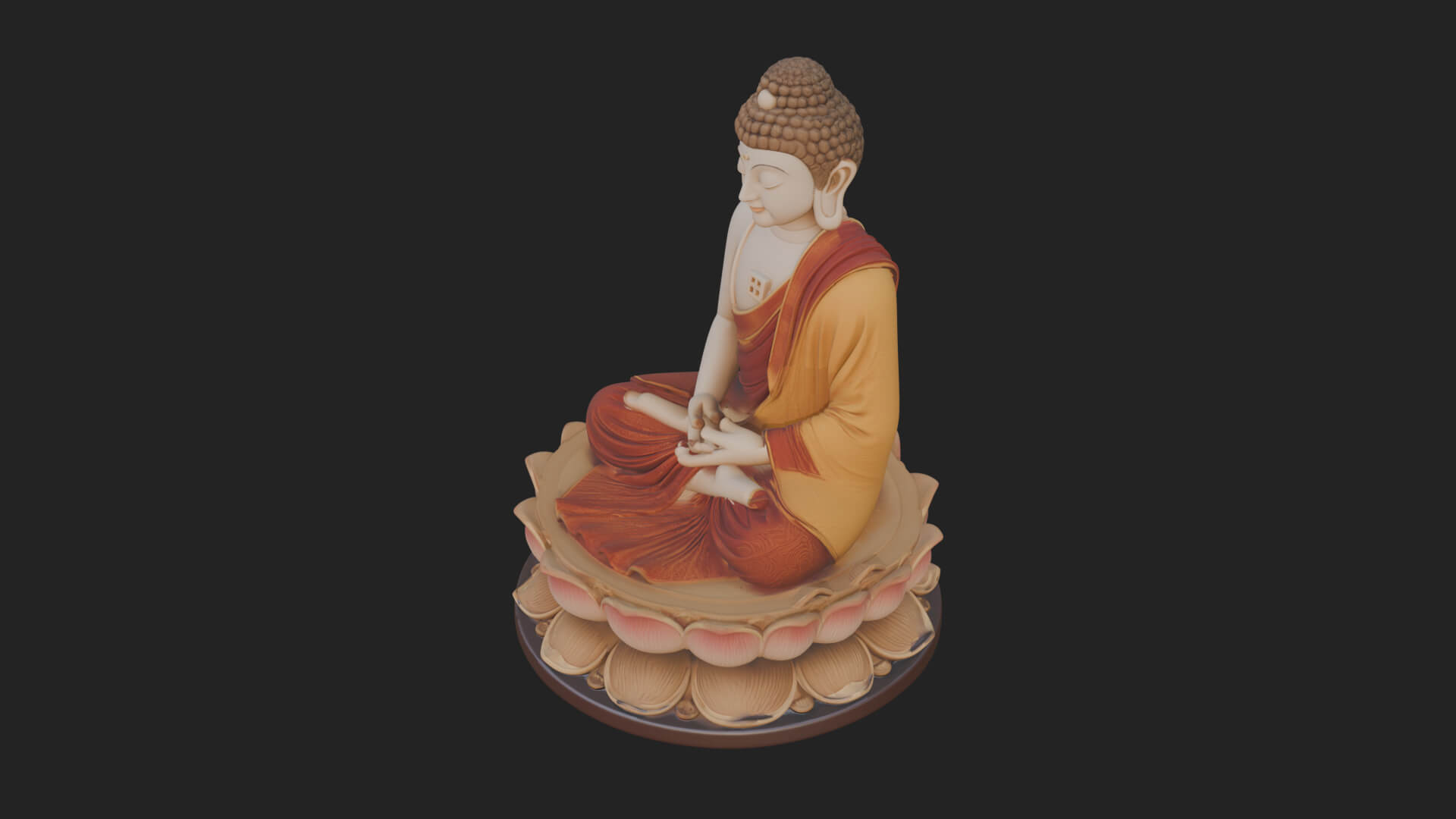 Seated Buddha on Lotus Statue Design 9 3D Print Model 3D Model