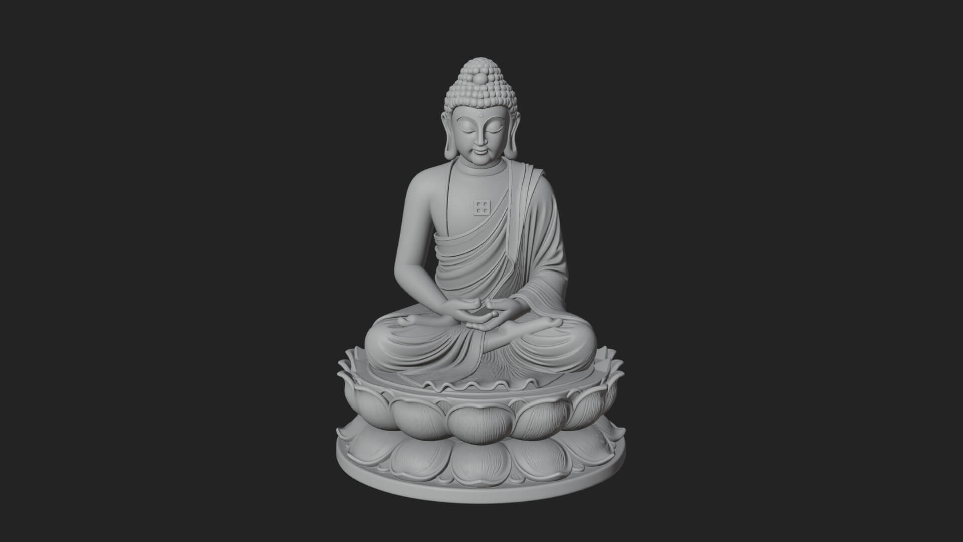 Seated Buddha on Lotus Statue Design 9 3D Print Model 3D Model