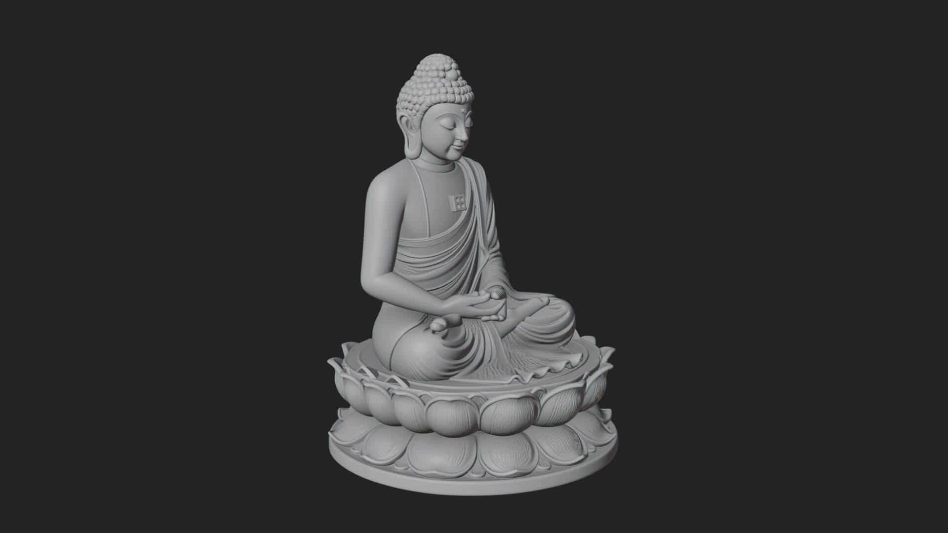 Seated Buddha on Lotus Statue Design 9 3D Print Model 3D Model