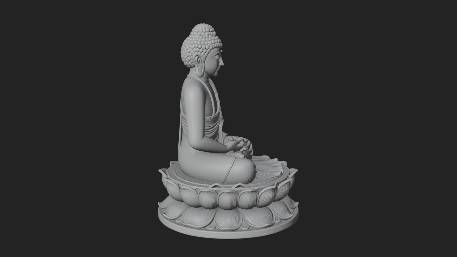 Seated Buddha on Lotus Statue Design 9 3D Print Model 3D Model