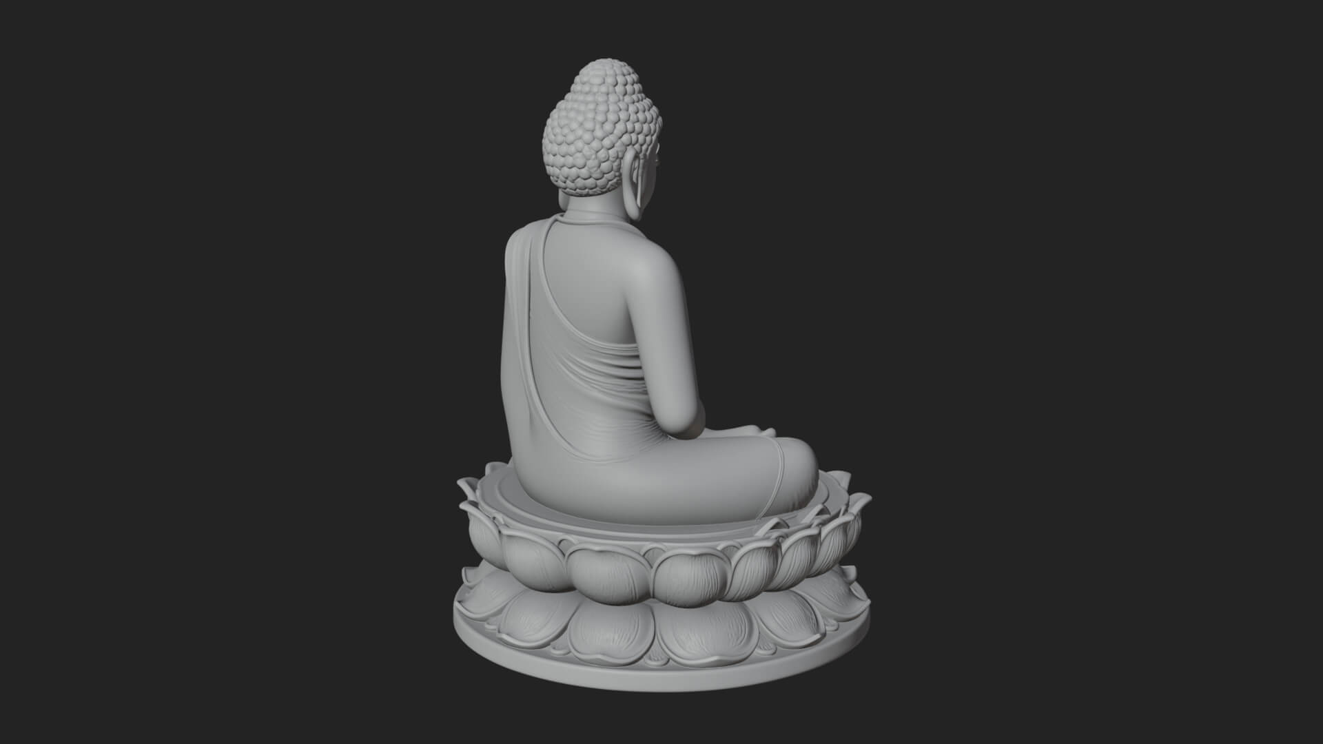 Seated Buddha on Lotus Statue Design 9 3D Print Model 3D Model