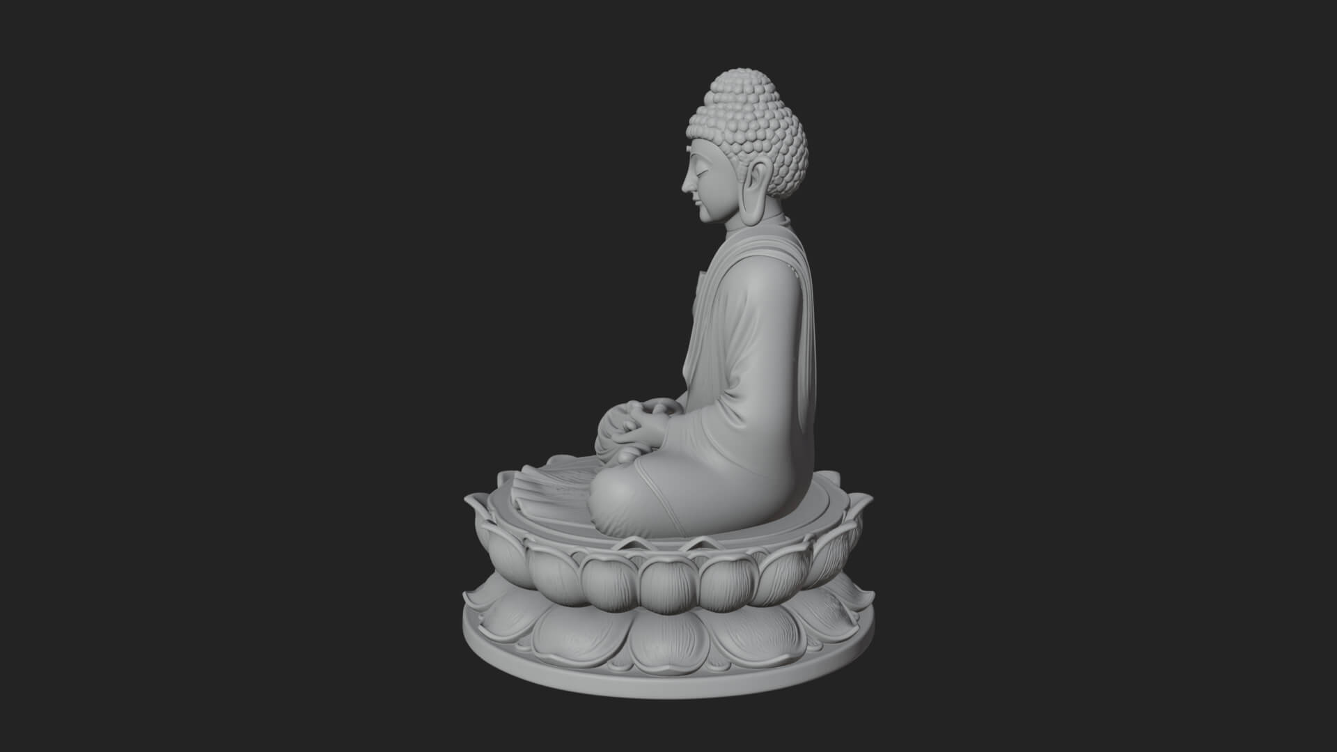 Seated Buddha on Lotus Statue Design 9 3D Print Model 3D Model