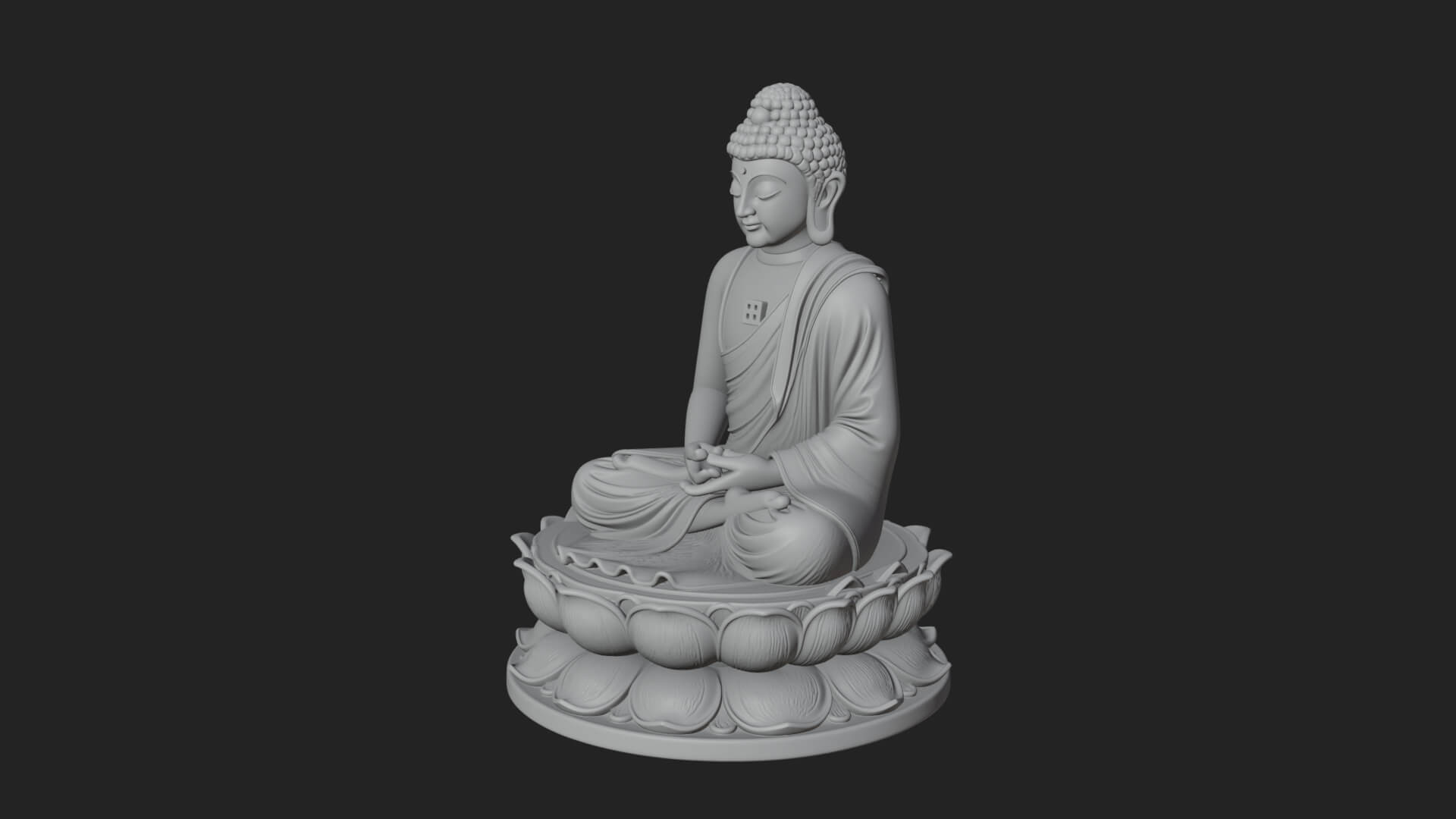 Seated Buddha on Lotus Statue Design 9 3D Print Model 3D Model