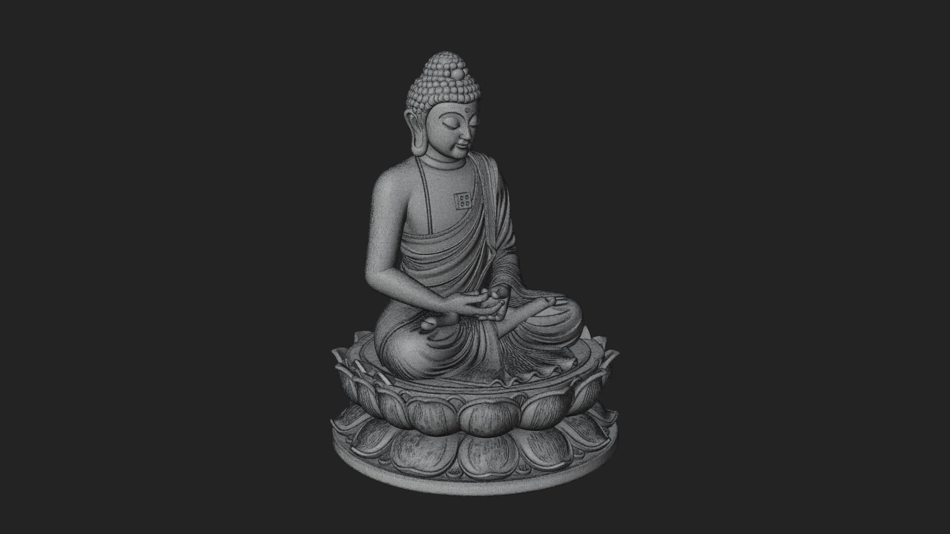 Seated Buddha on Lotus Statue Design 9 3D Print Model 3D Model