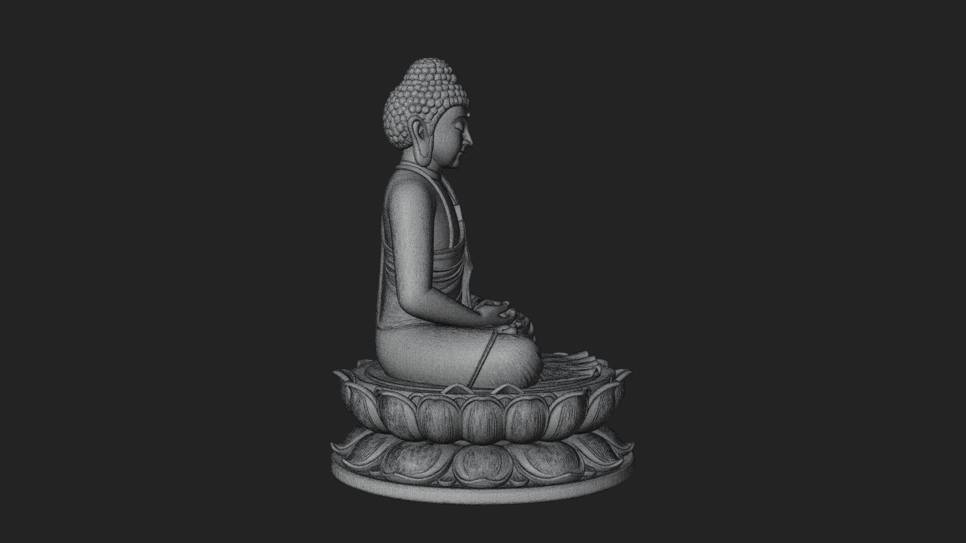 Seated Buddha on Lotus Statue Design 9 3D Print Model 3D Model