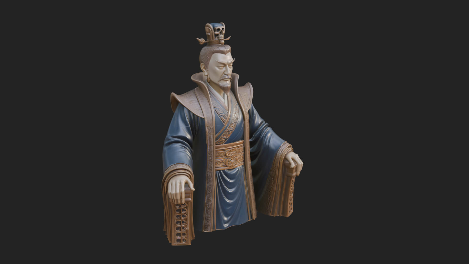 Seated Crowned Emperor Statue Design 1 3D Print Model 3D Model